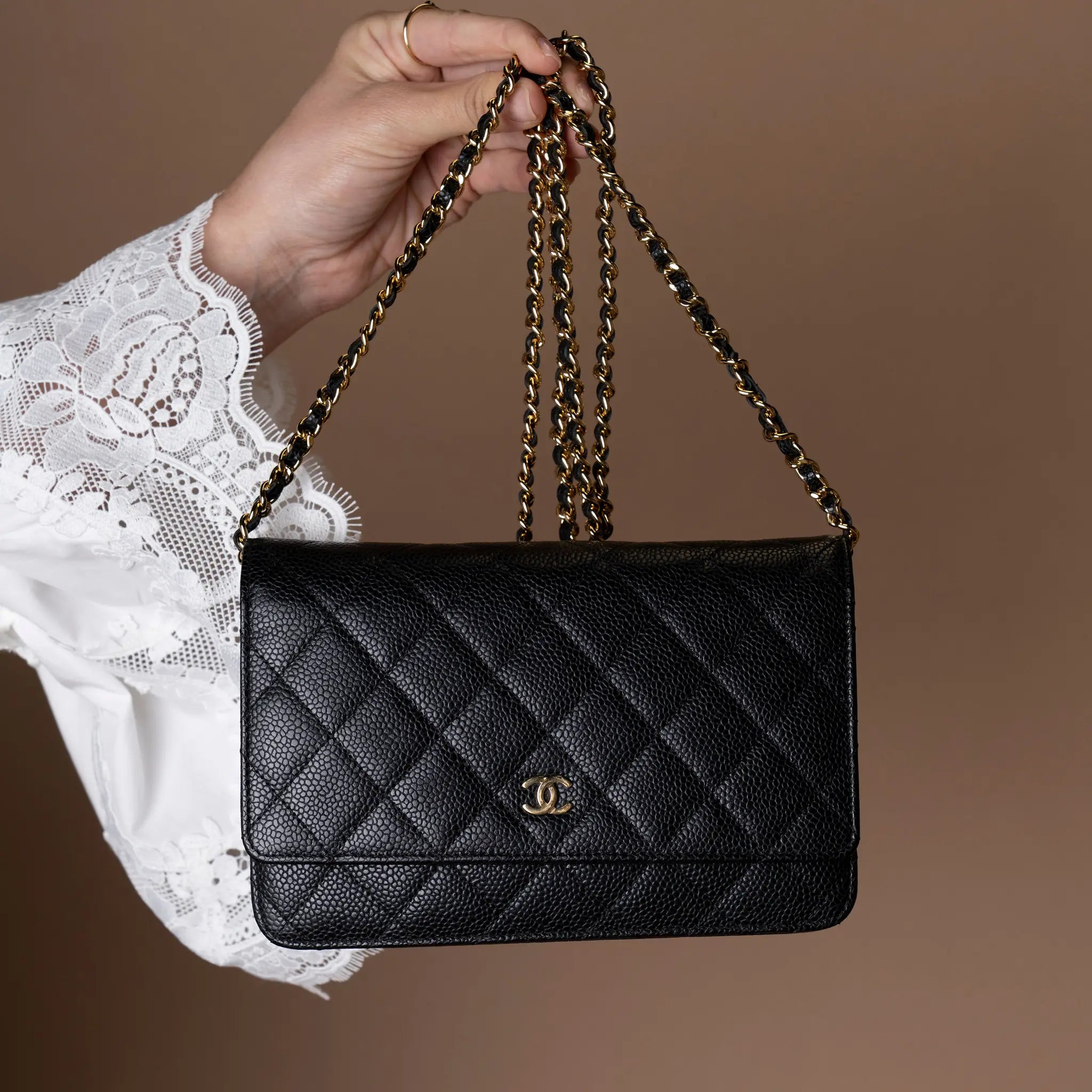 Chanel CC Quilted Caviar Wallet on Chain — Featured Image