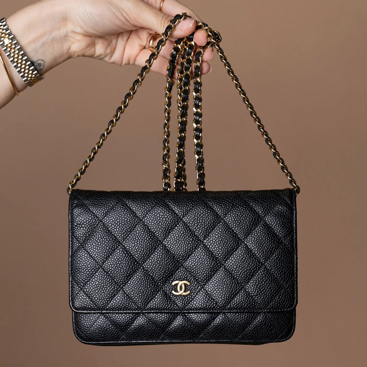 Chanel CC Quilted Caviar Wallet on Chain — Featured Image