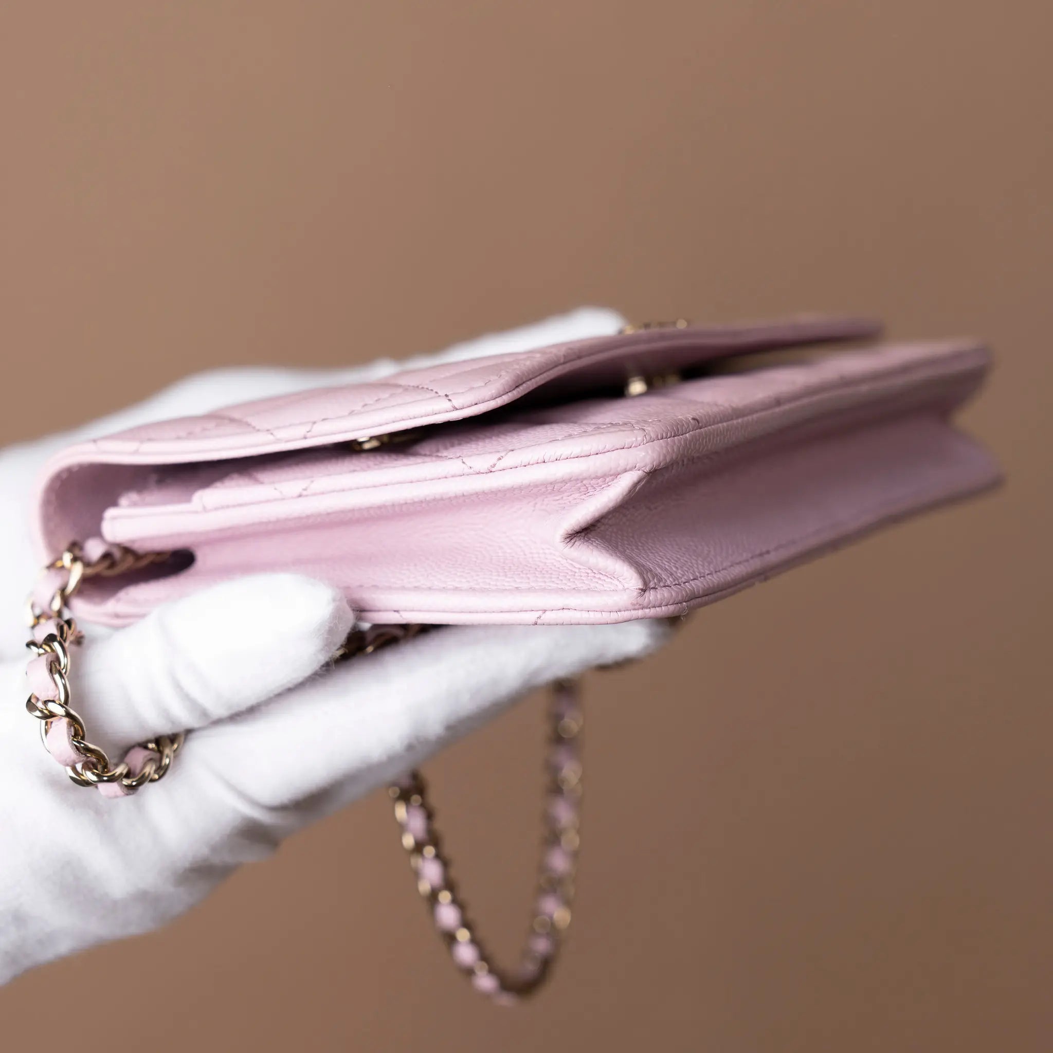 Chanel CC Quilted Caviar Wallet on Chain (P39) — Interior Detail