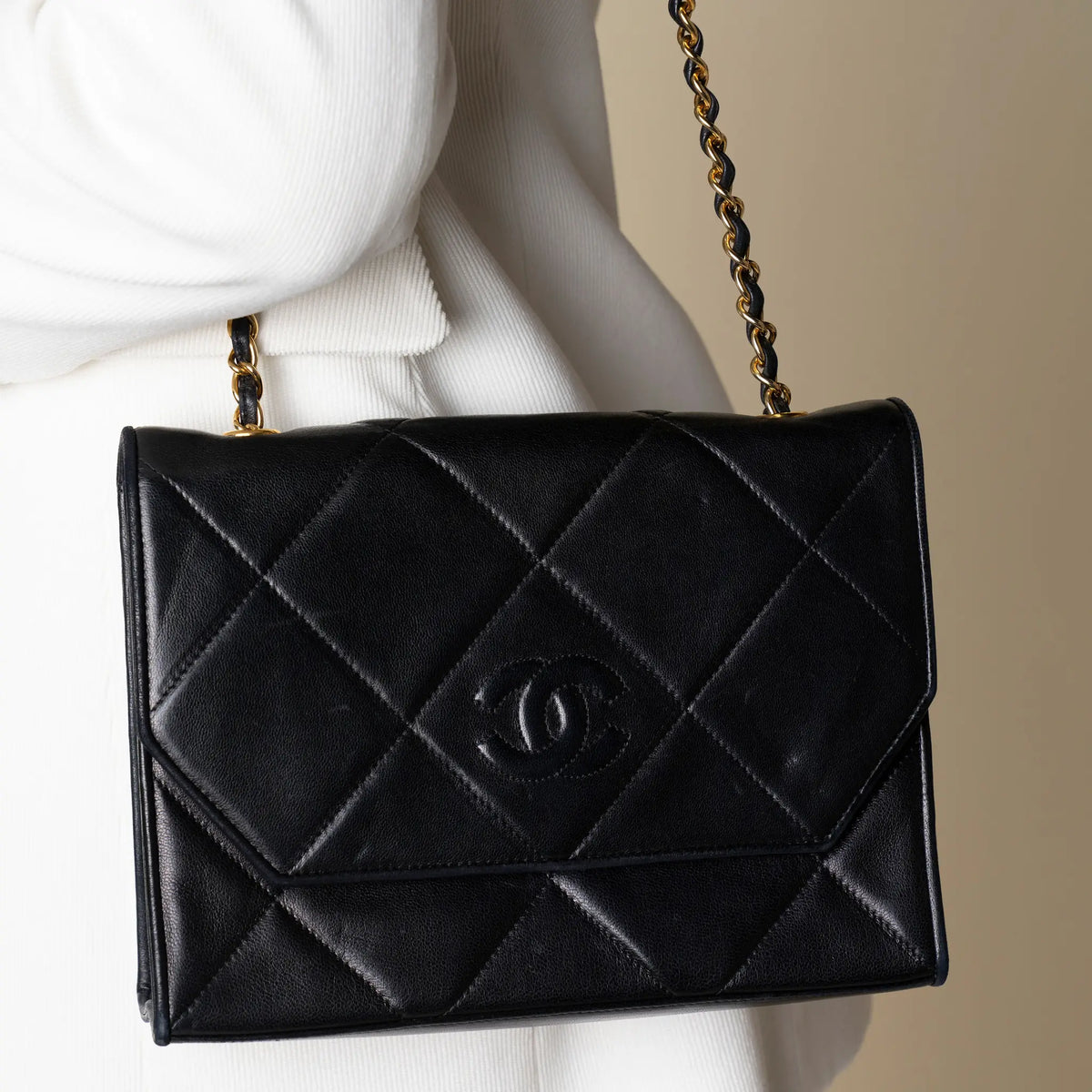 Chanel CC Quilted Lambskin Chain Flap — Back View