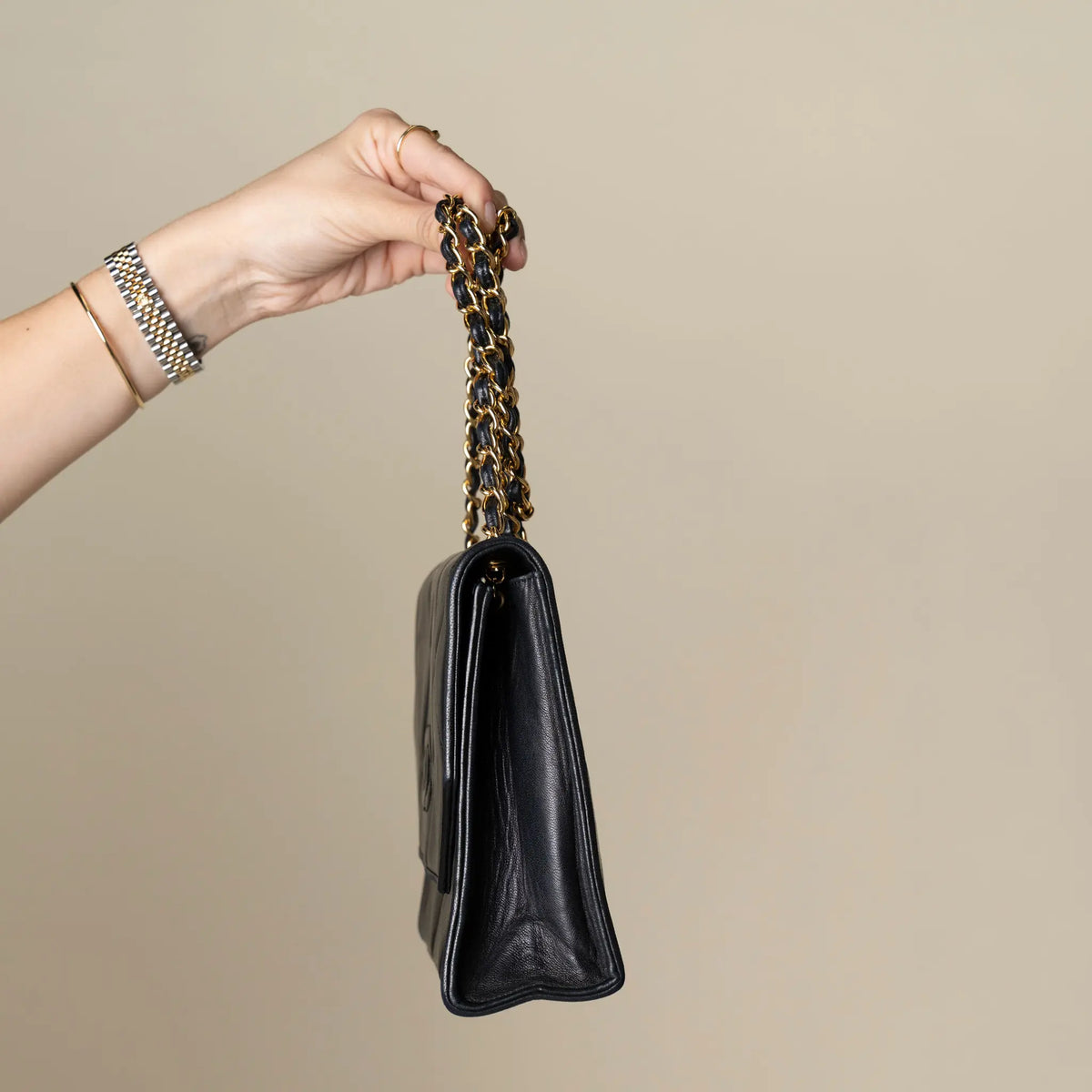 Chanel CC Quilted Lambskin Chain Flap — Detail View
