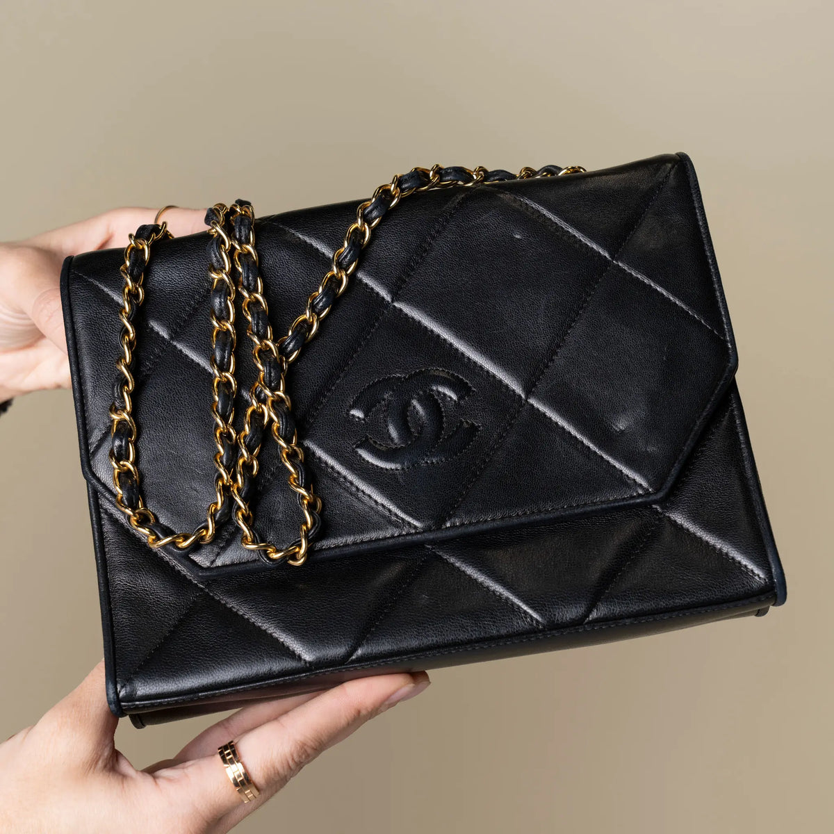 Chanel CC Quilted Lambskin Chain Flap — Detail View