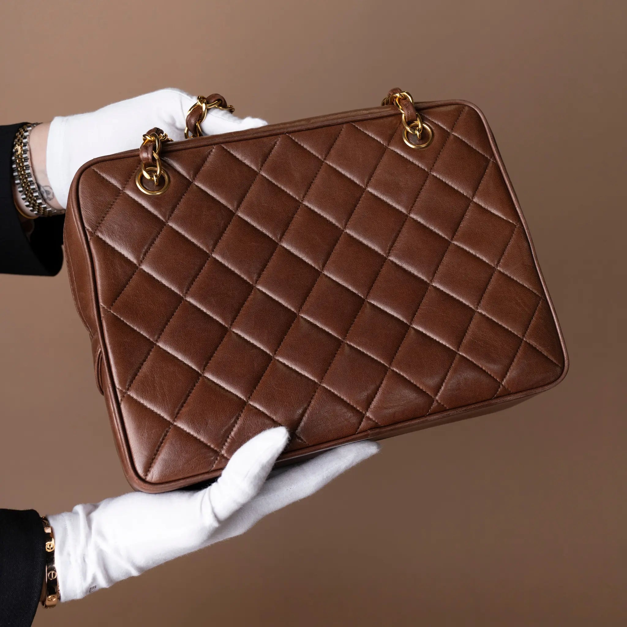 Chanel CC Quilted Lambskin Front Pocket Shoulder Bag — Detail View