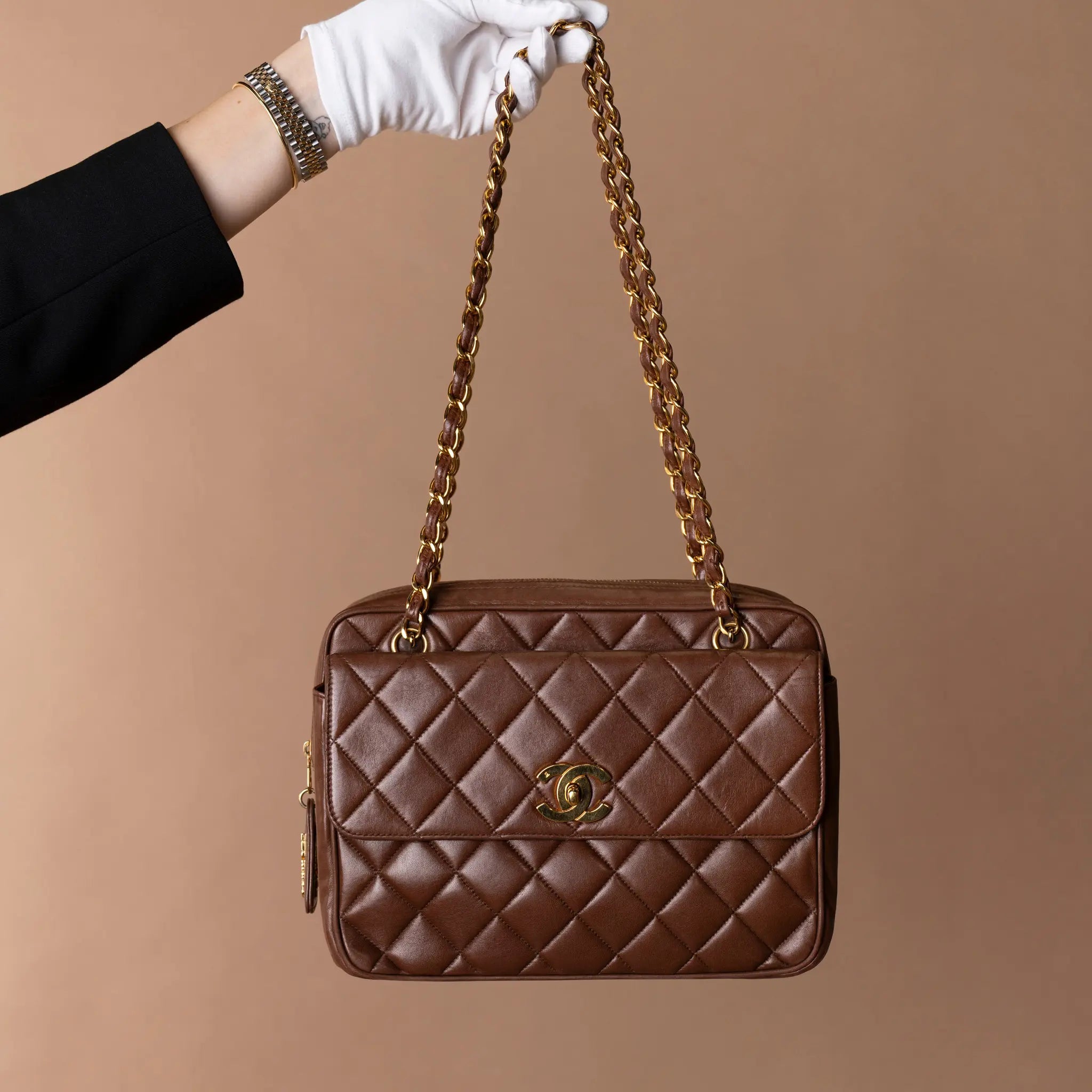 Chanel CC Quilted Lambskin Front Pocket Shoulder Bag — View 9
