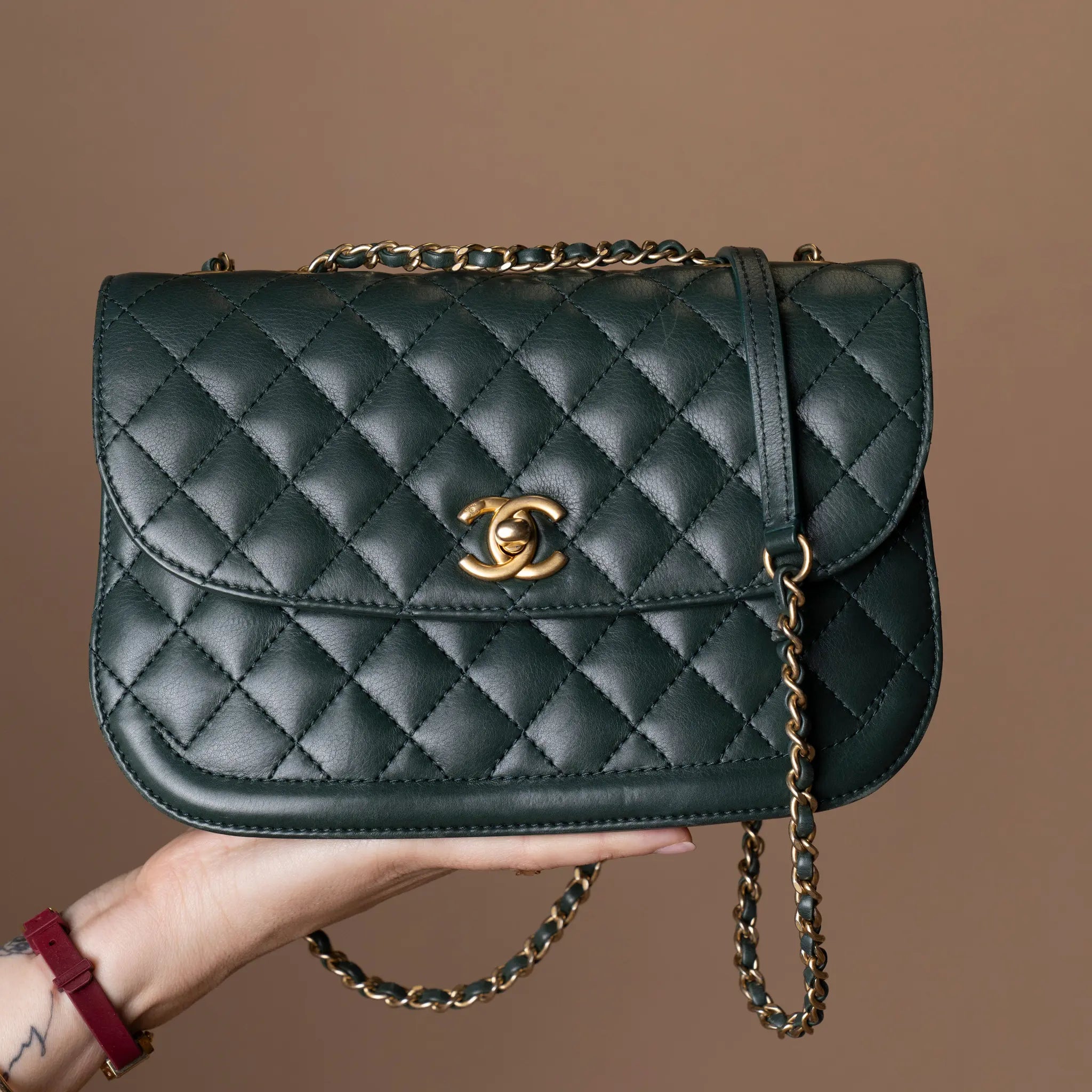 Chanel CC Quilted Lambskin Half Moon Flap — Featured Image