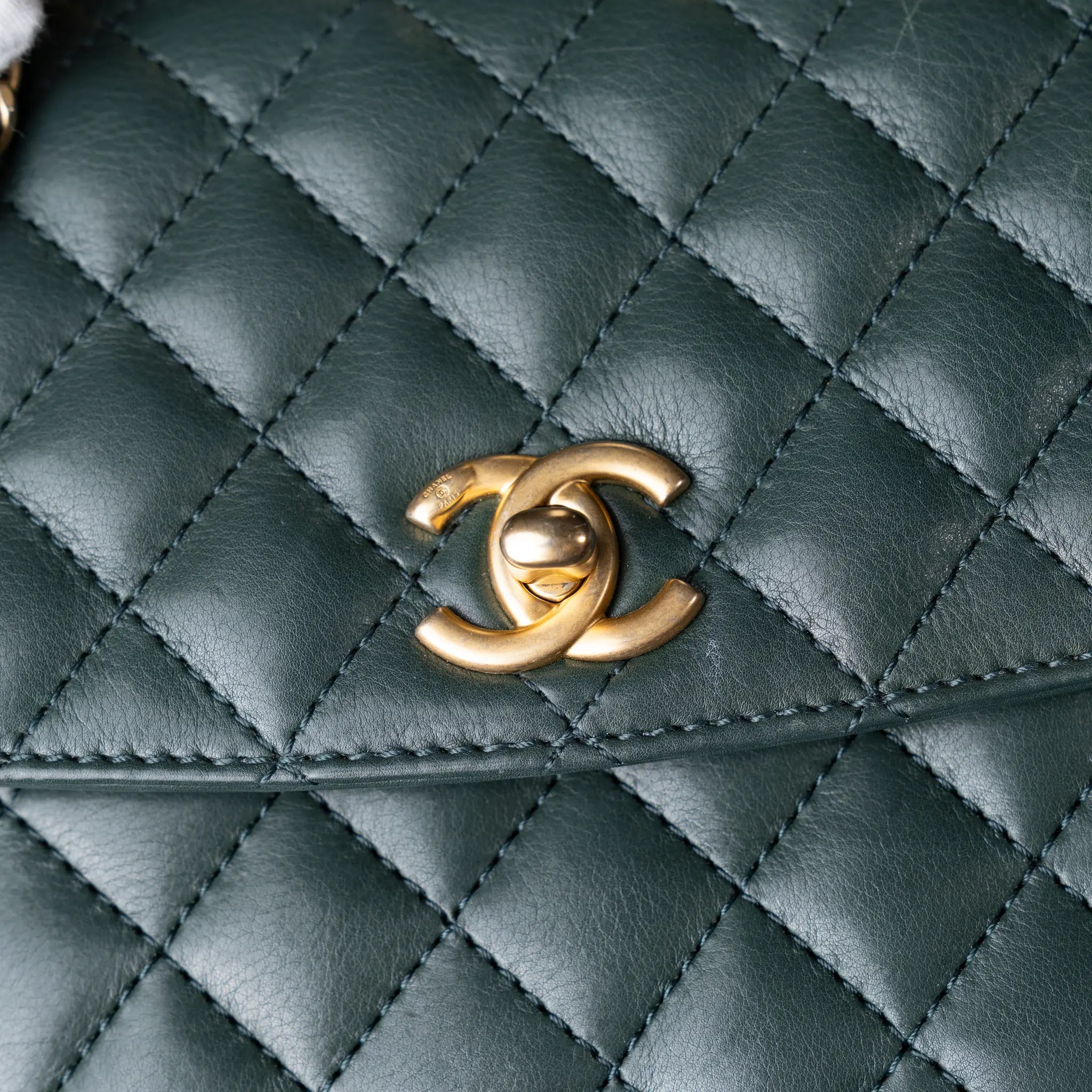 Chanel CC Quilted Lambskin Half Moon Flap — Side Profile