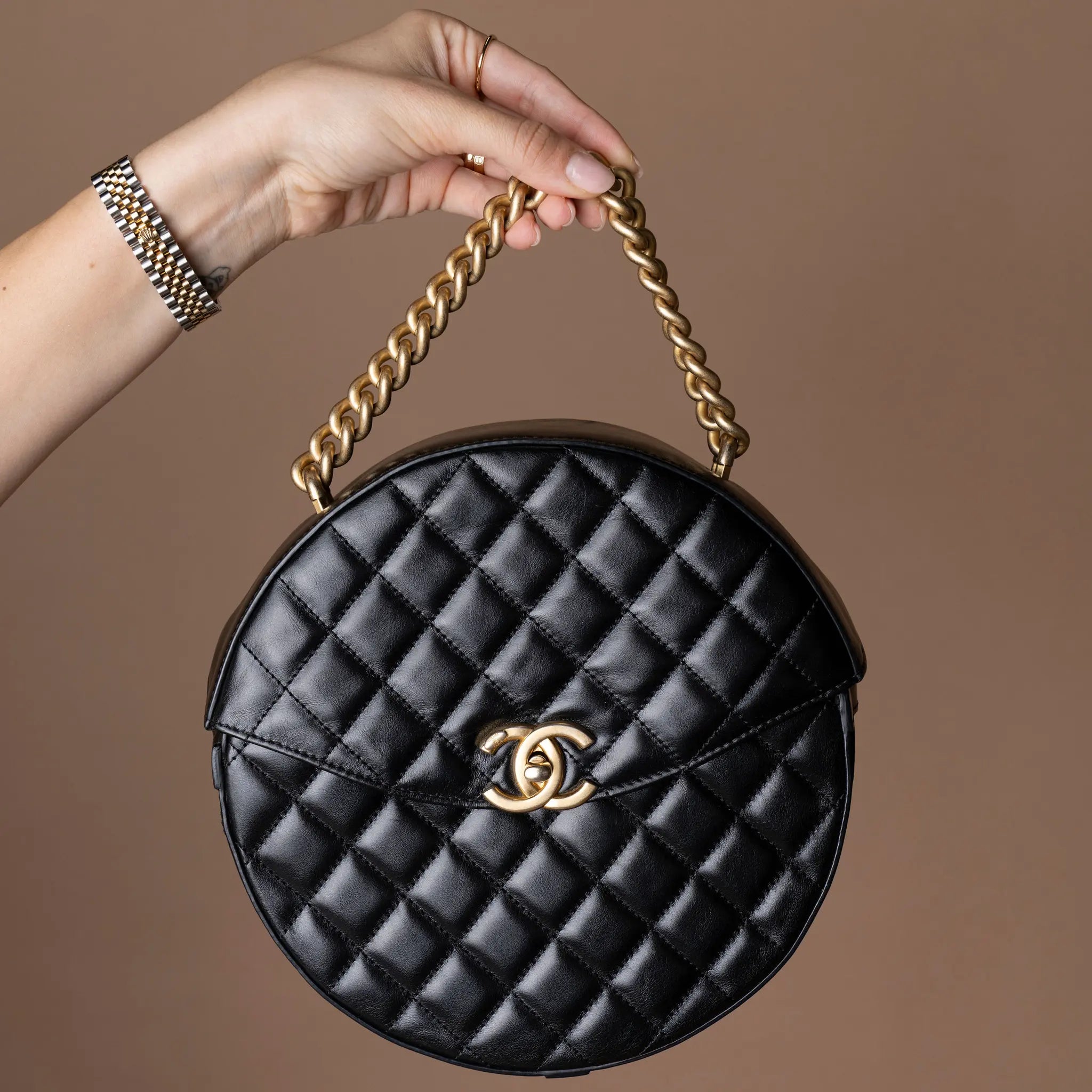 Chanel CC Quilted Lambskin Round Flap — Featured Image