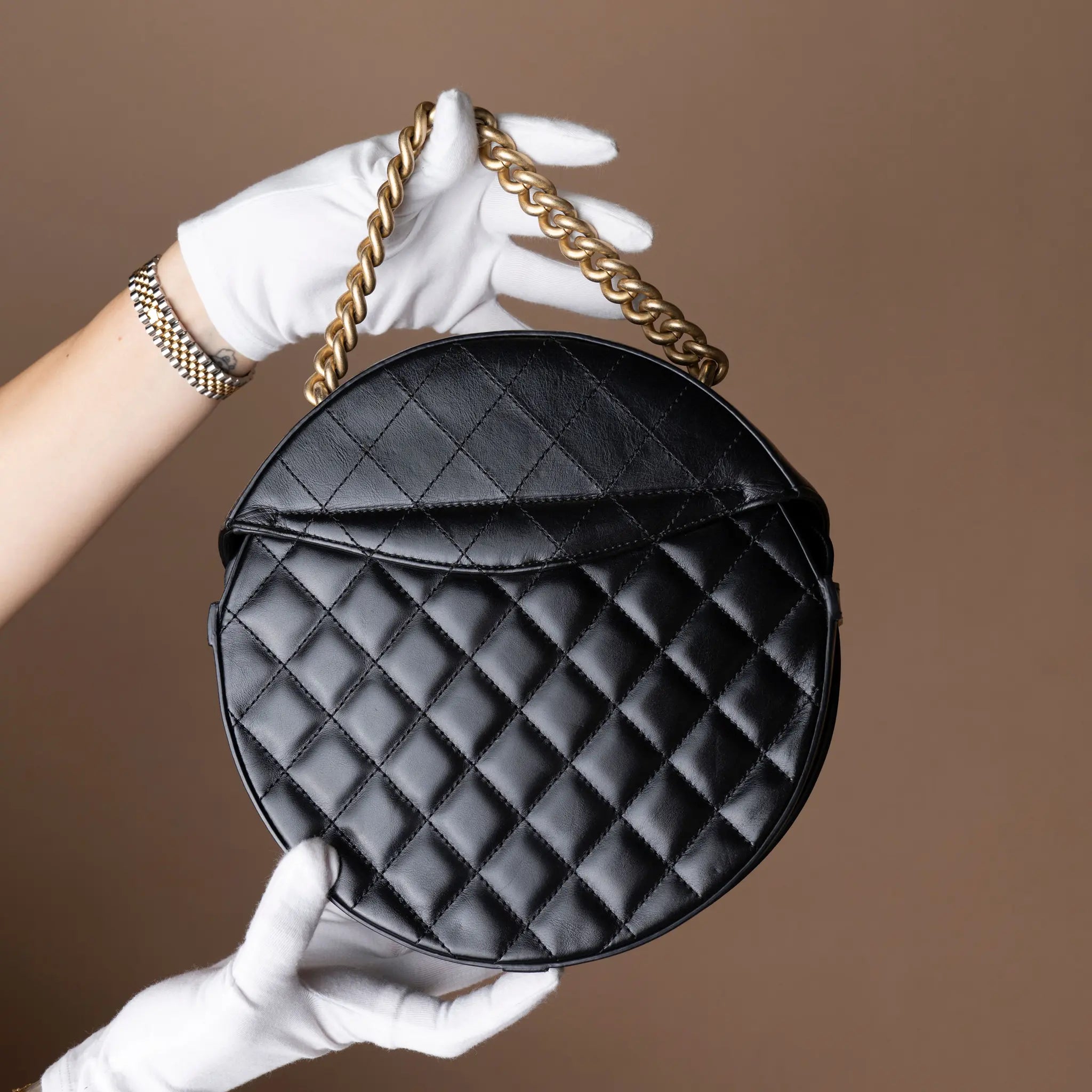 Chanel CC Quilted Lambskin Round Flap — Back View