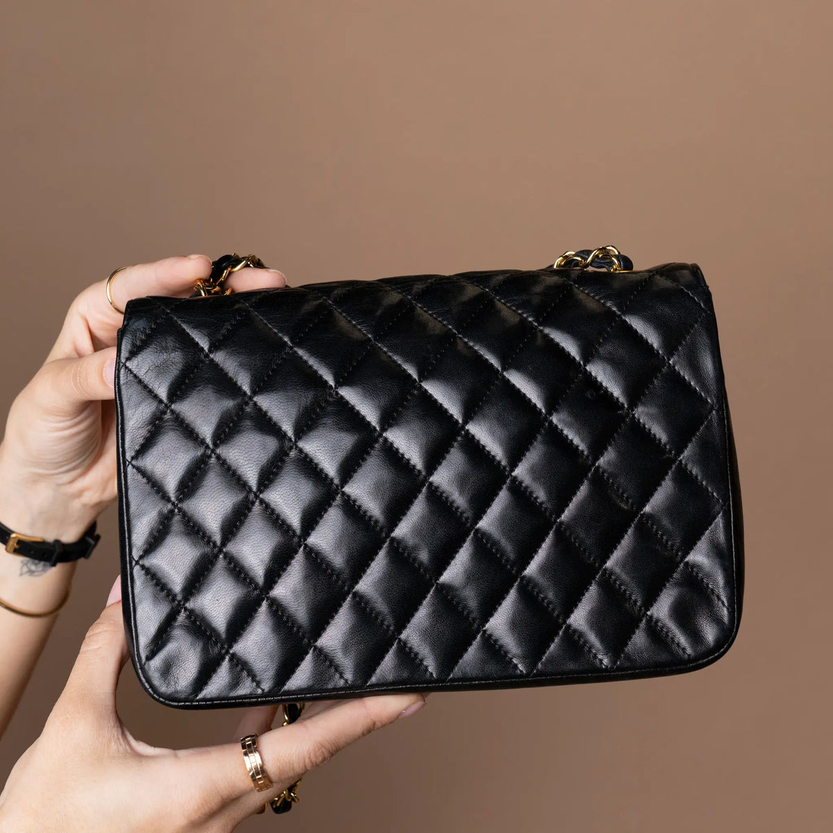 Chanel CC Quilted Lambskin Round Flap — Back View