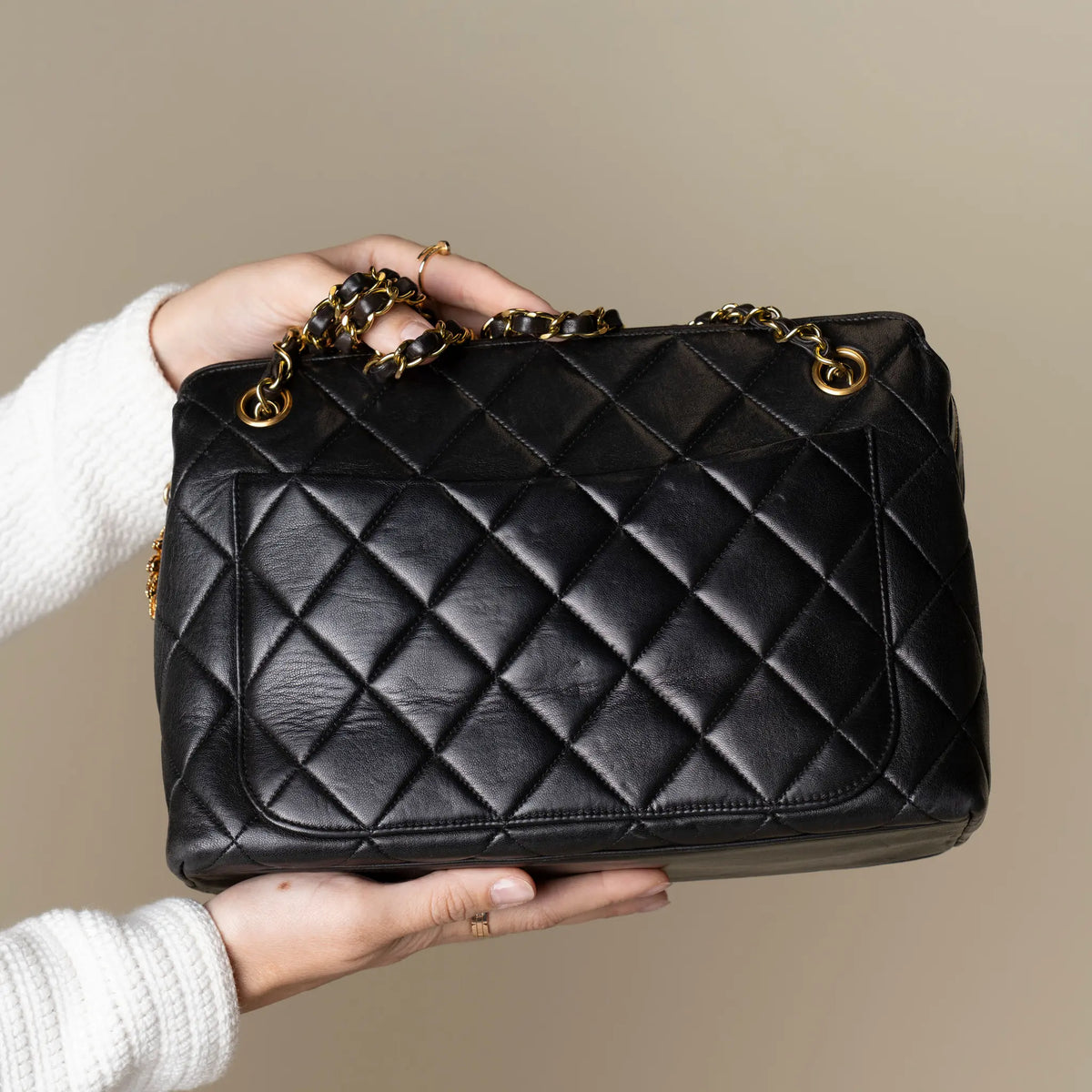 Chanel CC Quilted Lambskin Shoulder Bag — Front View