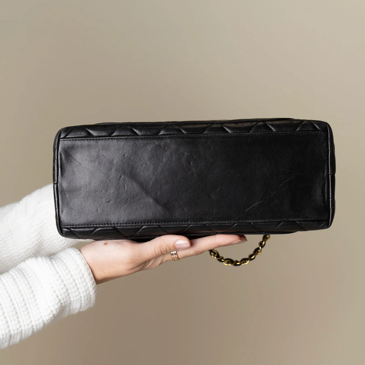 Chanel CC Quilted Lambskin Shoulder Bag — Close-up Detail