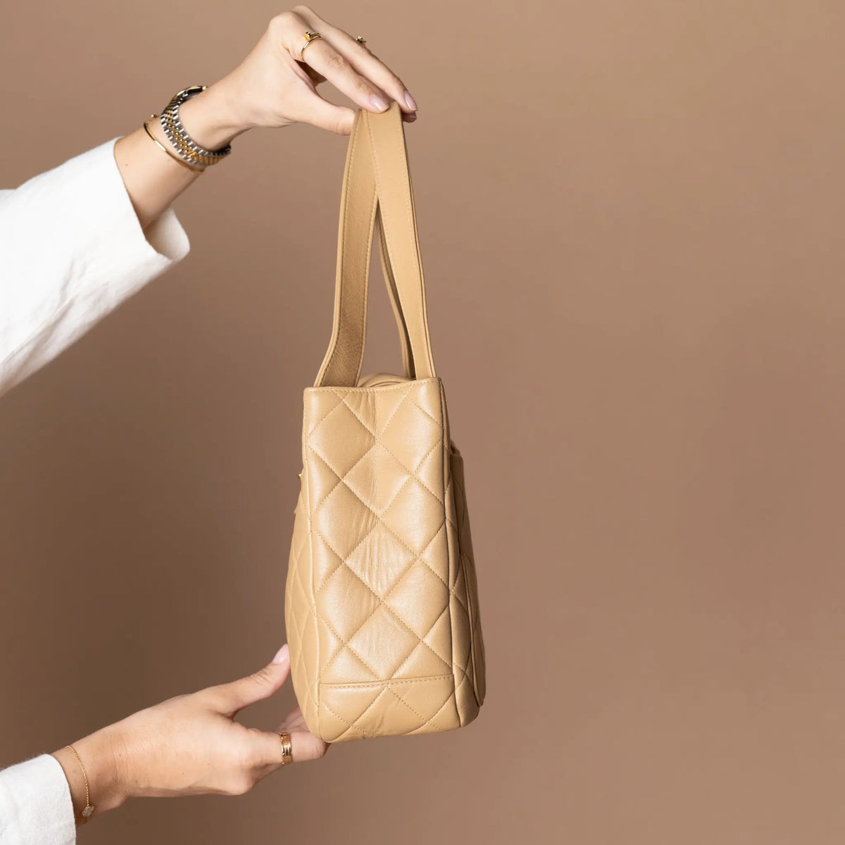 Chanel CC Quilted Lambskin Top Handle Flap — Front View