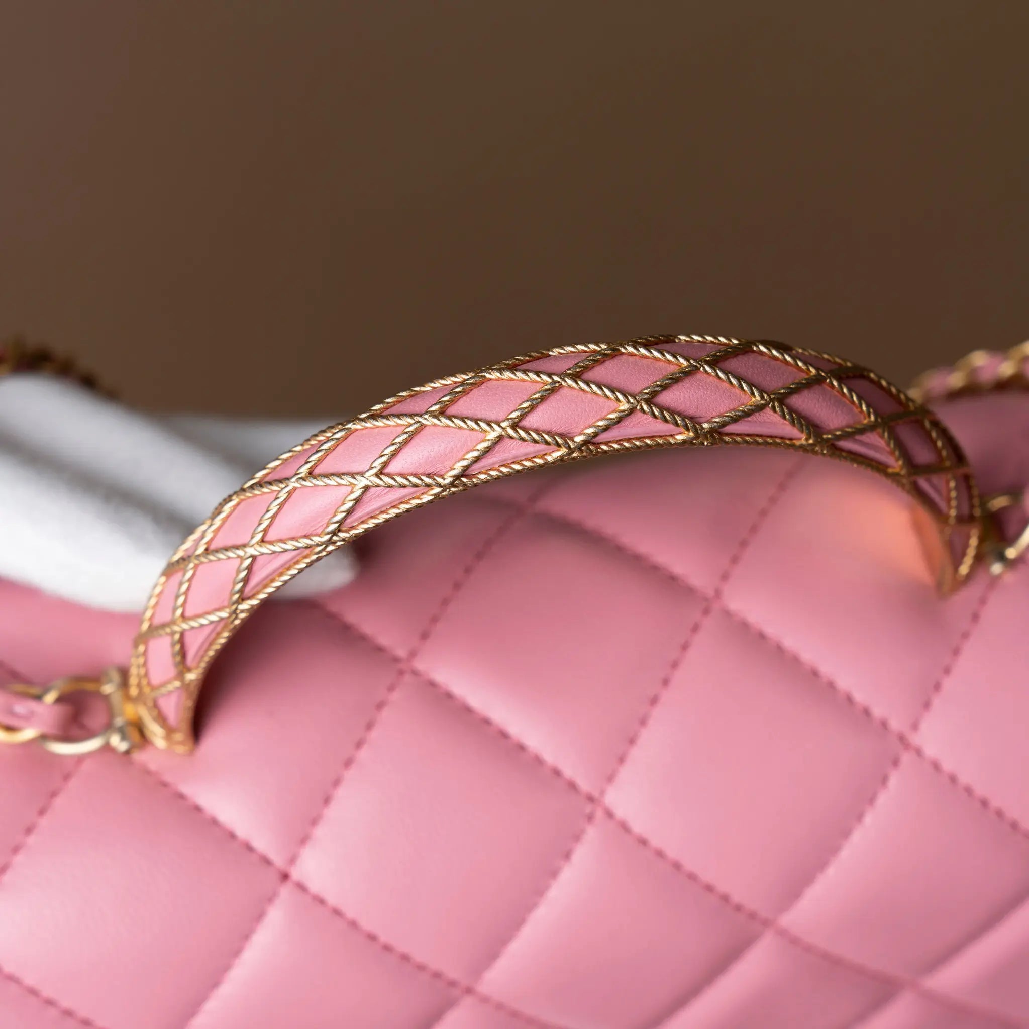 Chanel CC Quilted Lambskin Top Handle Flap — Interior Detail