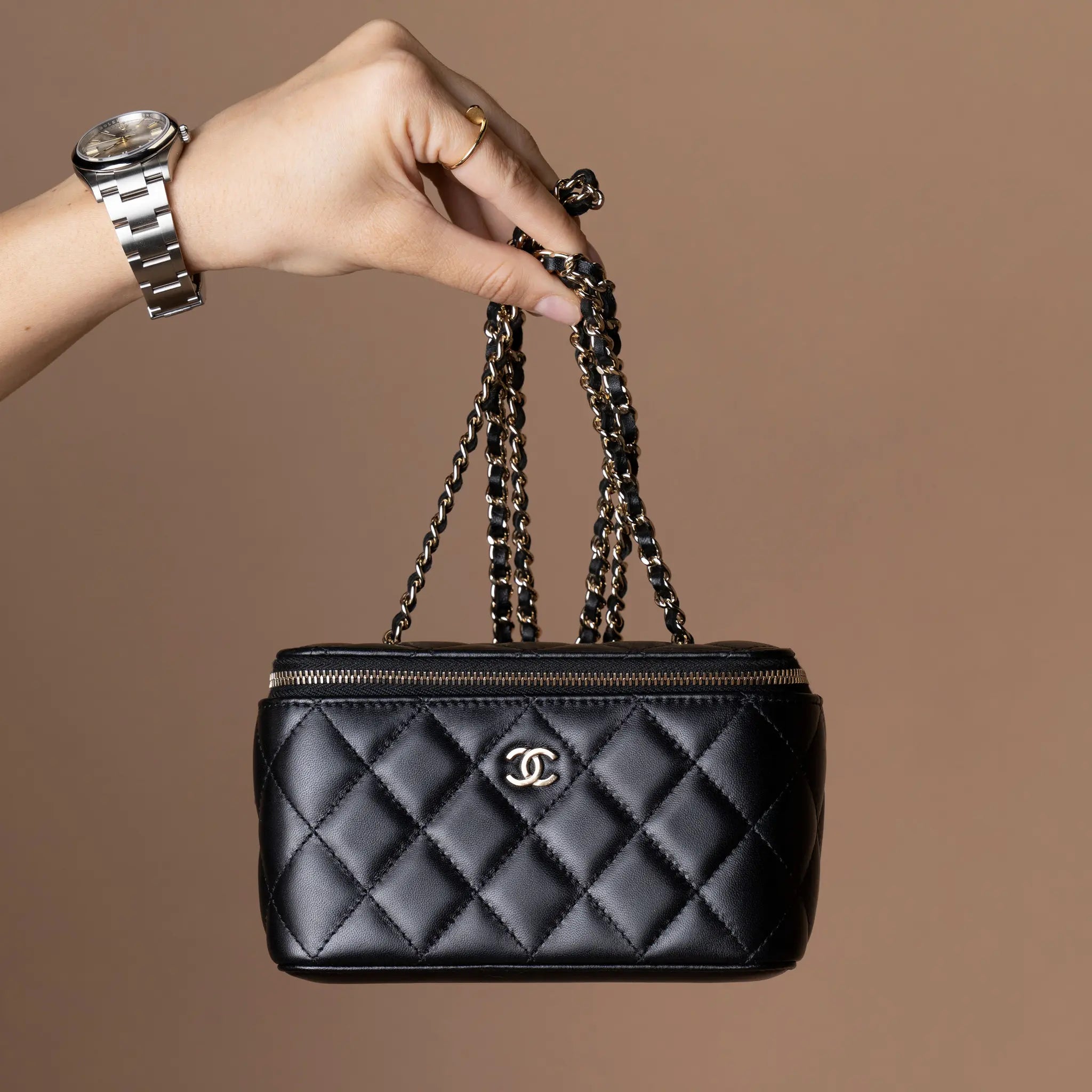 Chanel CC Quilted Lambskin Vanity Case with Chain — Featured Image