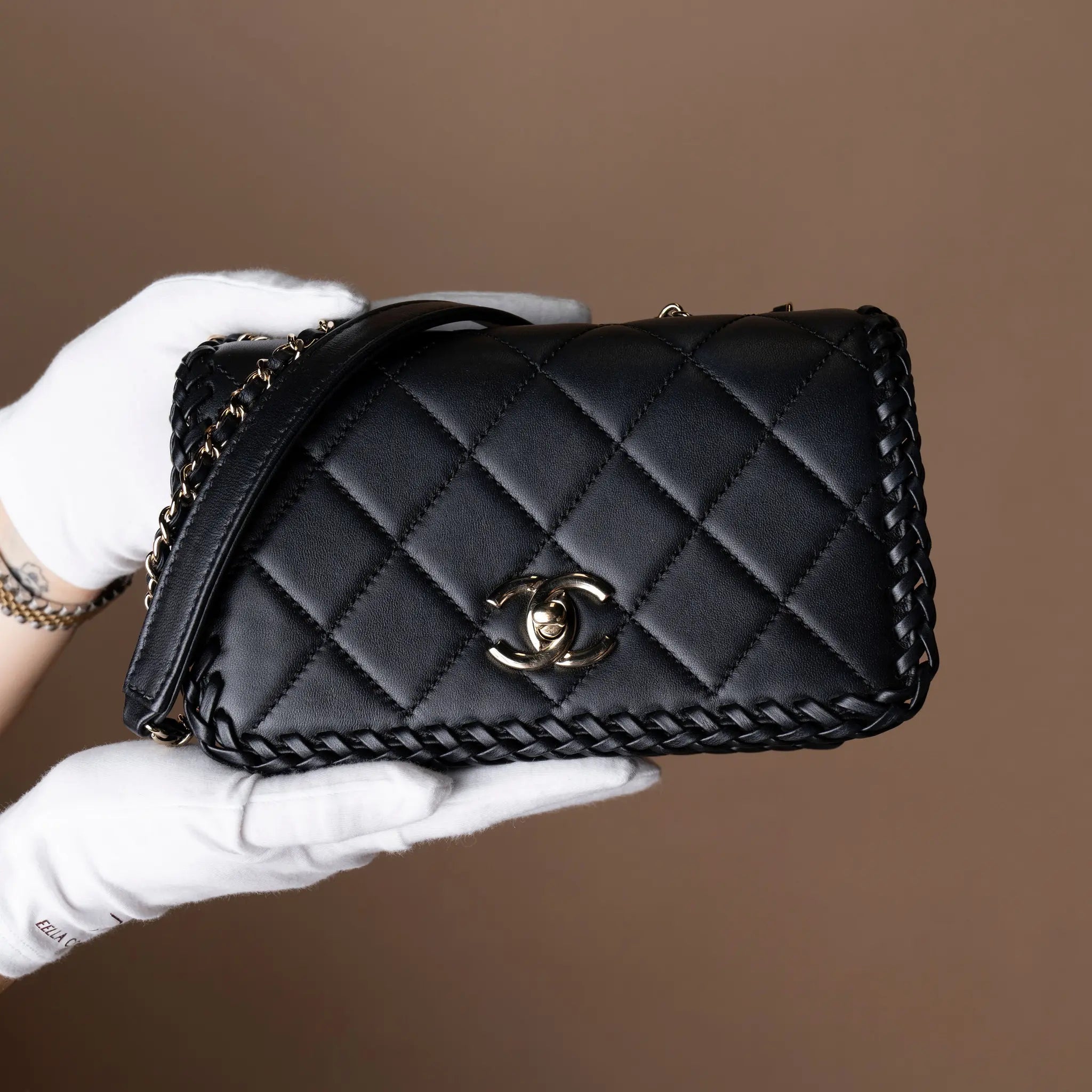 Chanel CC Quilted Lambskin Whipstitch Full Flap — Interior Detail