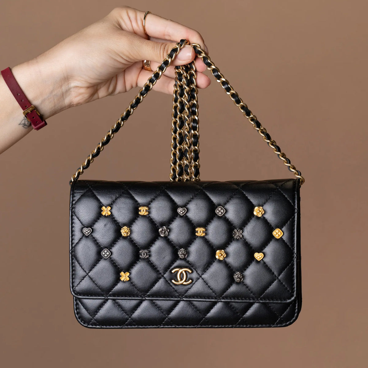 Chanel CC Quilted Studded Lambskin 18K Lucky Charms Wallet On Chain — Featured Image