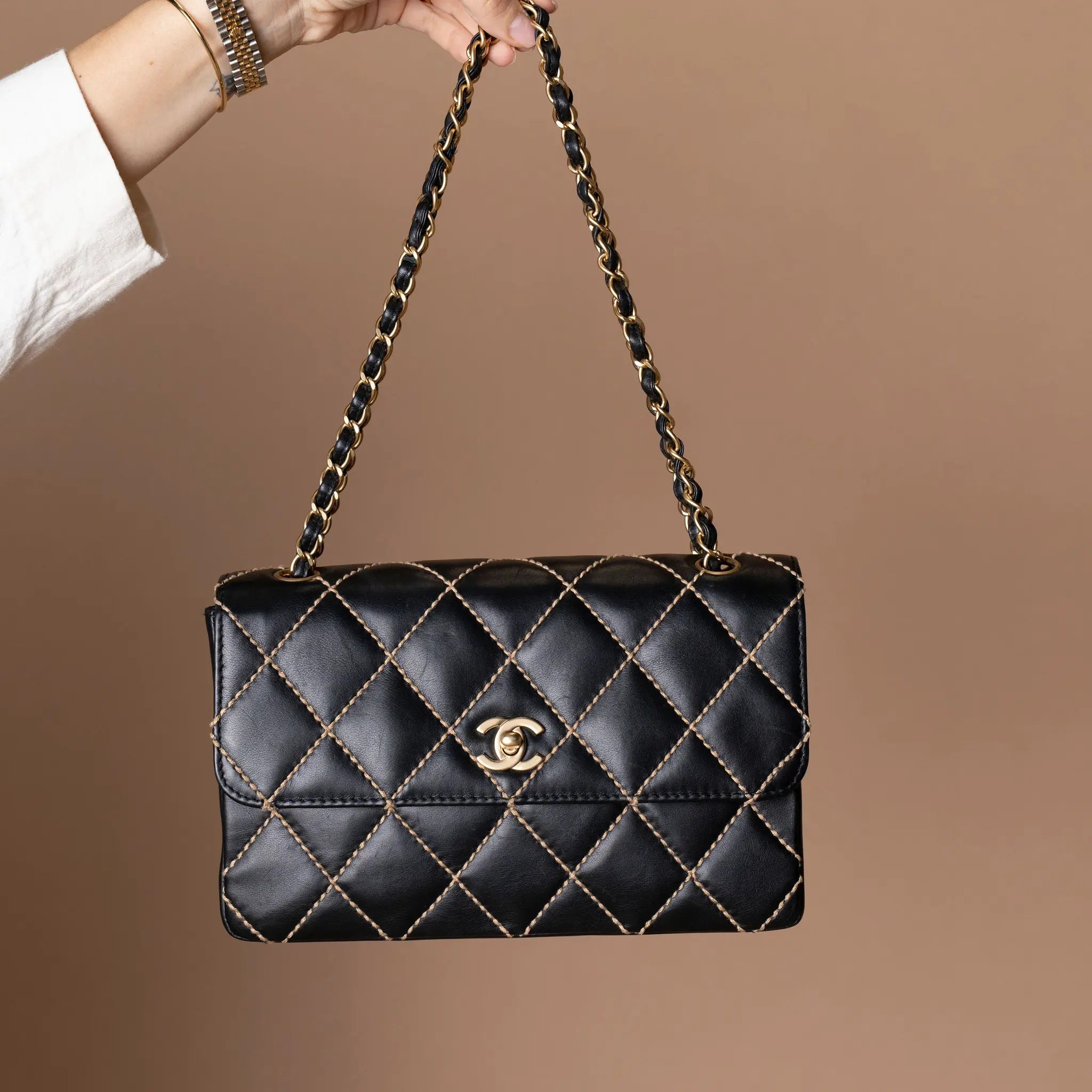 Chanel CC Wild Stitch Lambskin Flap — Front View