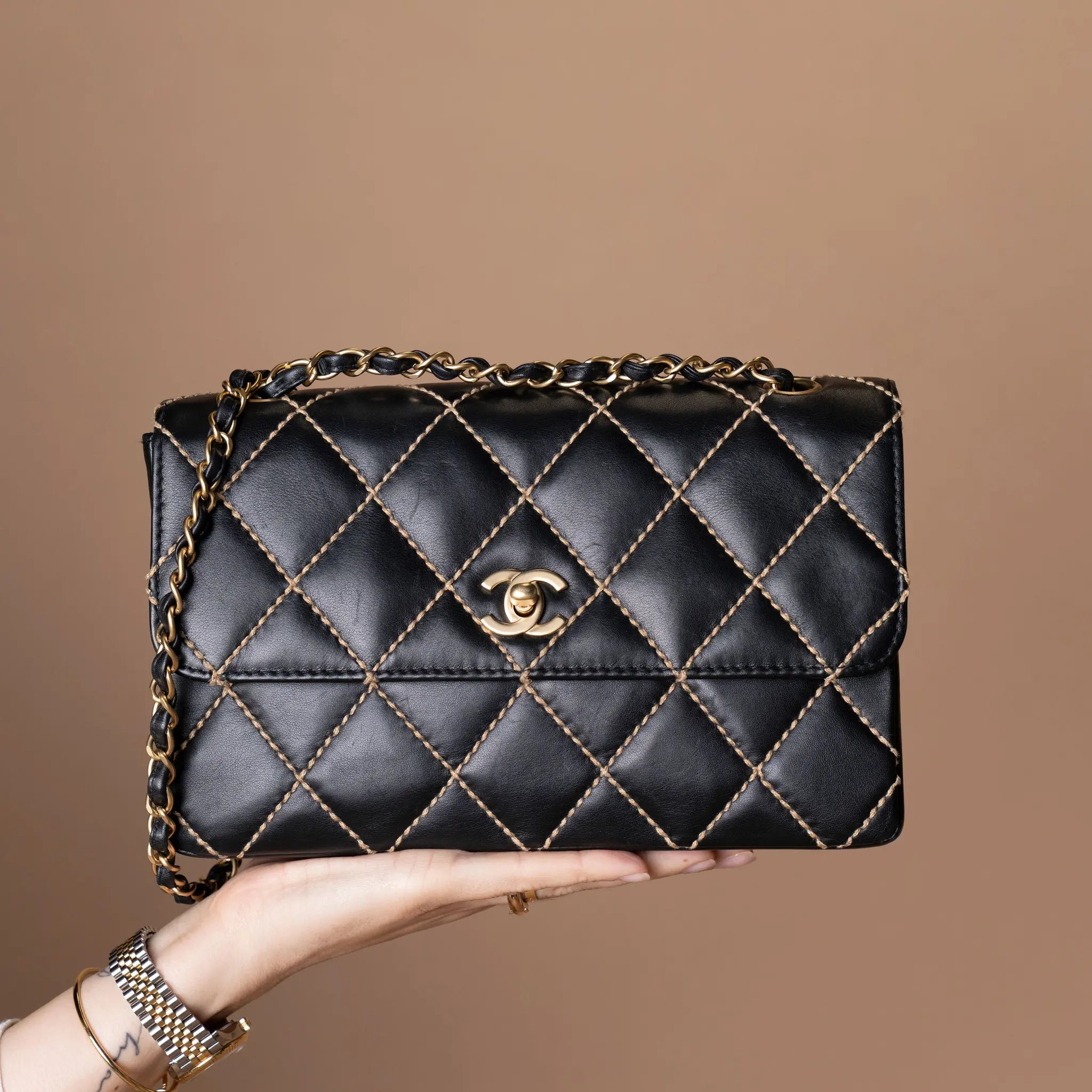 Chanel CC Wild Stitch Lambskin Flap — Back View