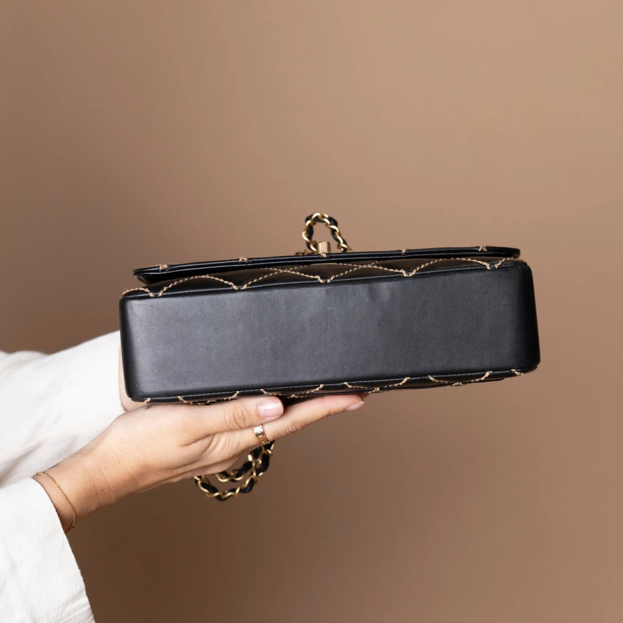 Chanel CC Wild Stitch Lambskin Flap — Close-up Detail