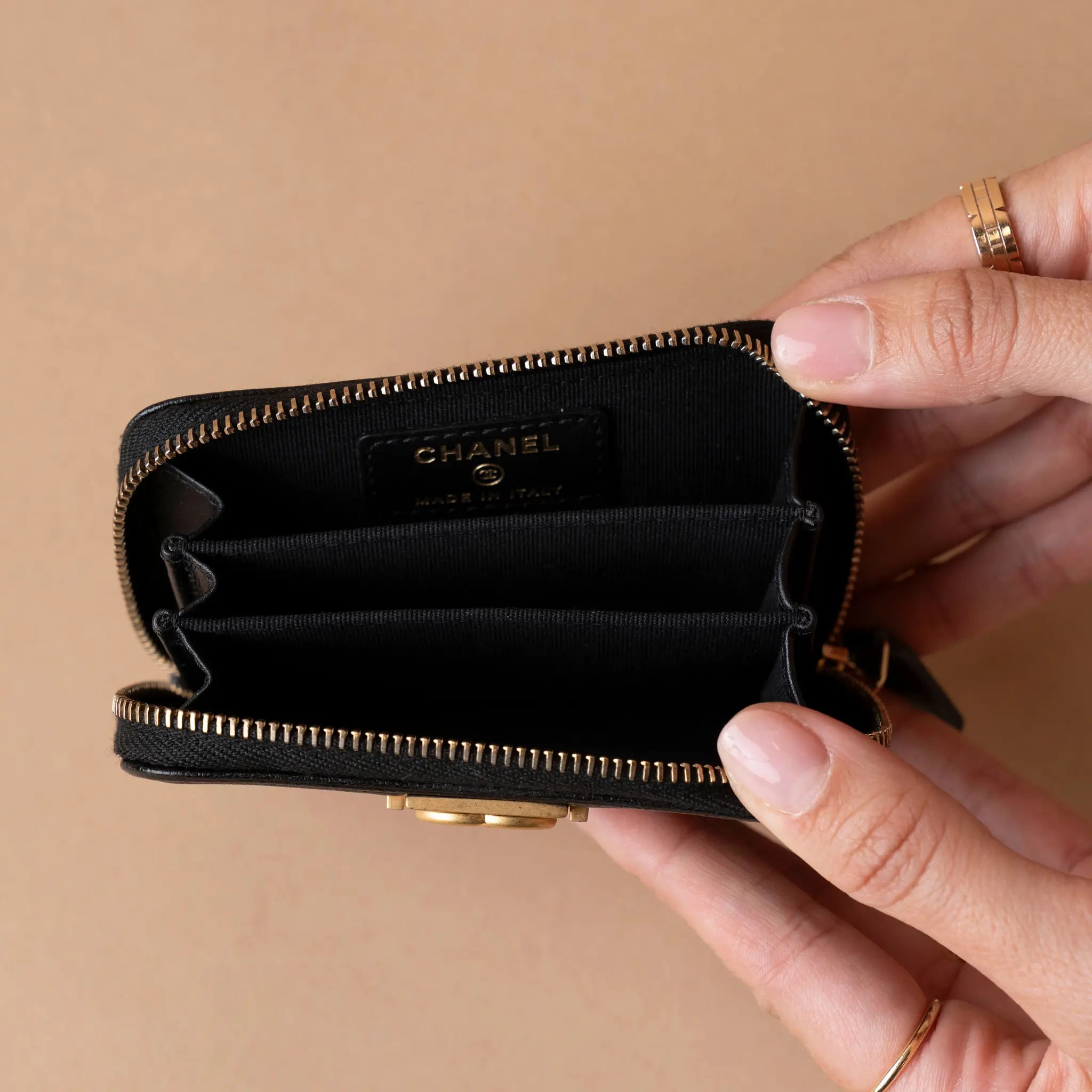 Chanel Chevron Caviar Boy Coin Pouch — Side Profile