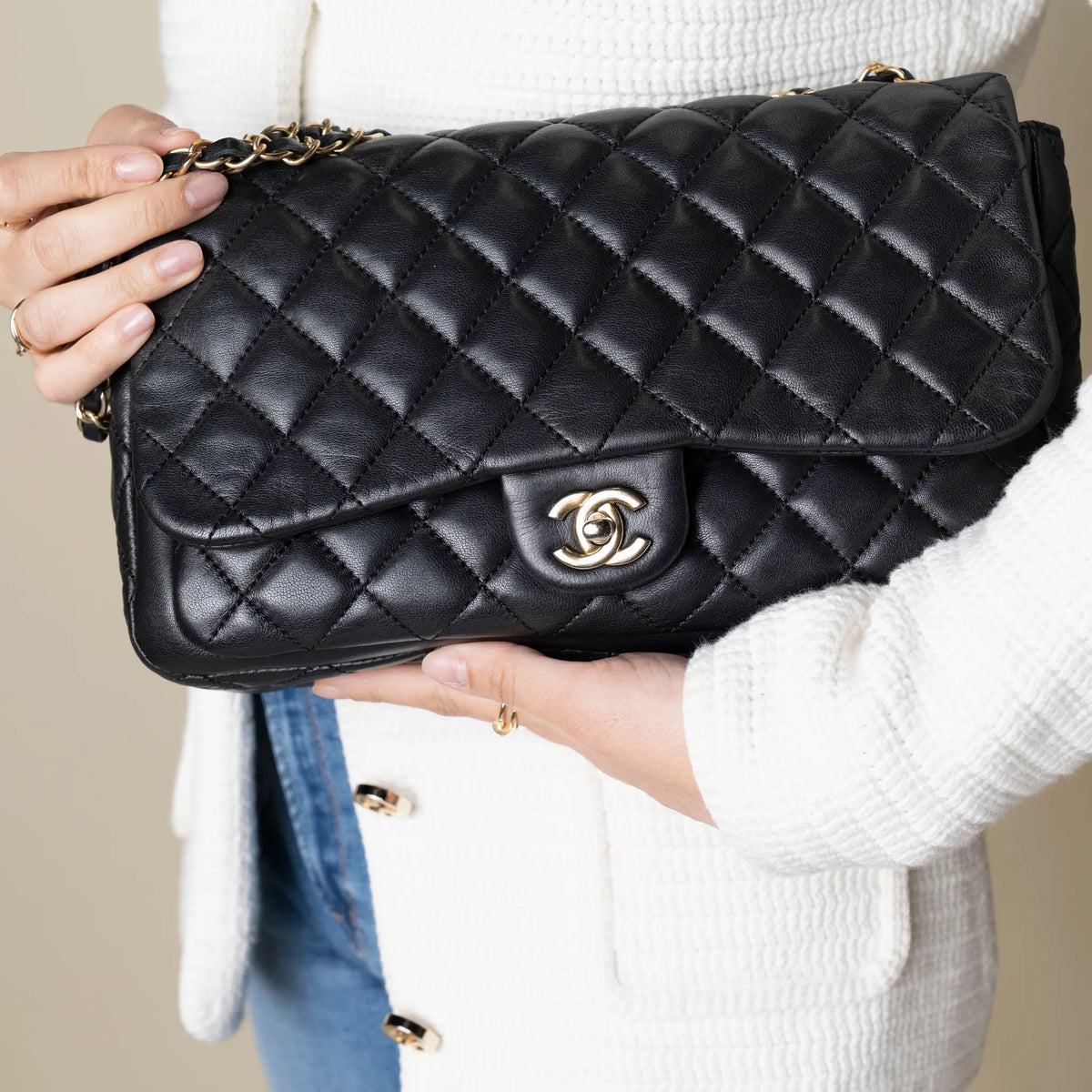 Chanel Classic Flap com bolso — Interior Detail