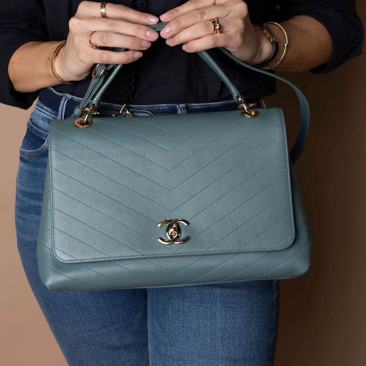 Chanel Coco Handle Chevron — Front View