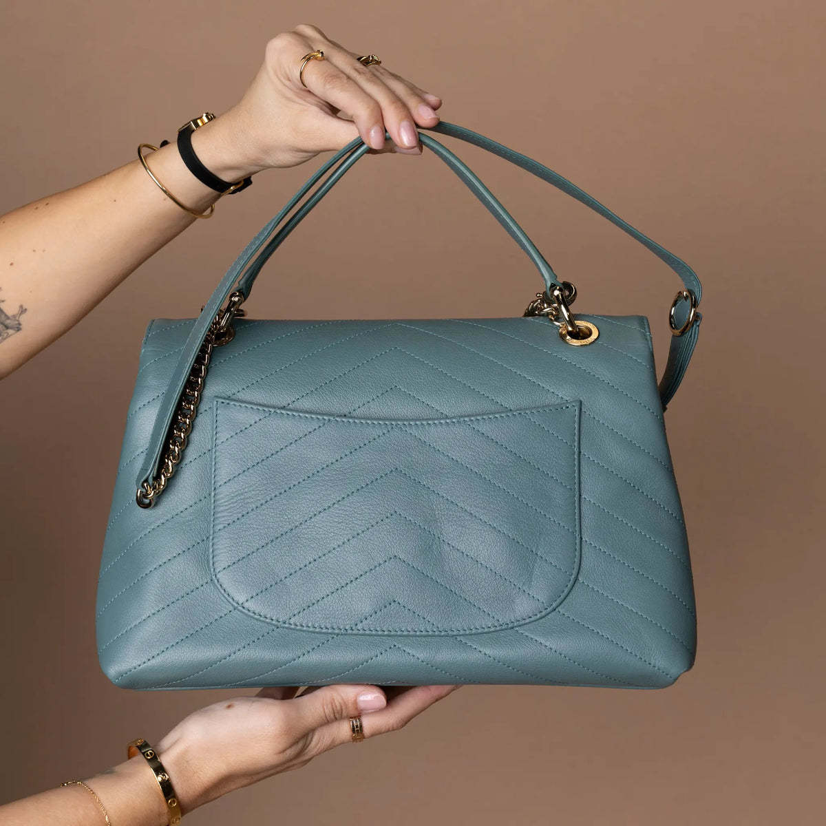 Chanel Coco Handle Chevron — Back View