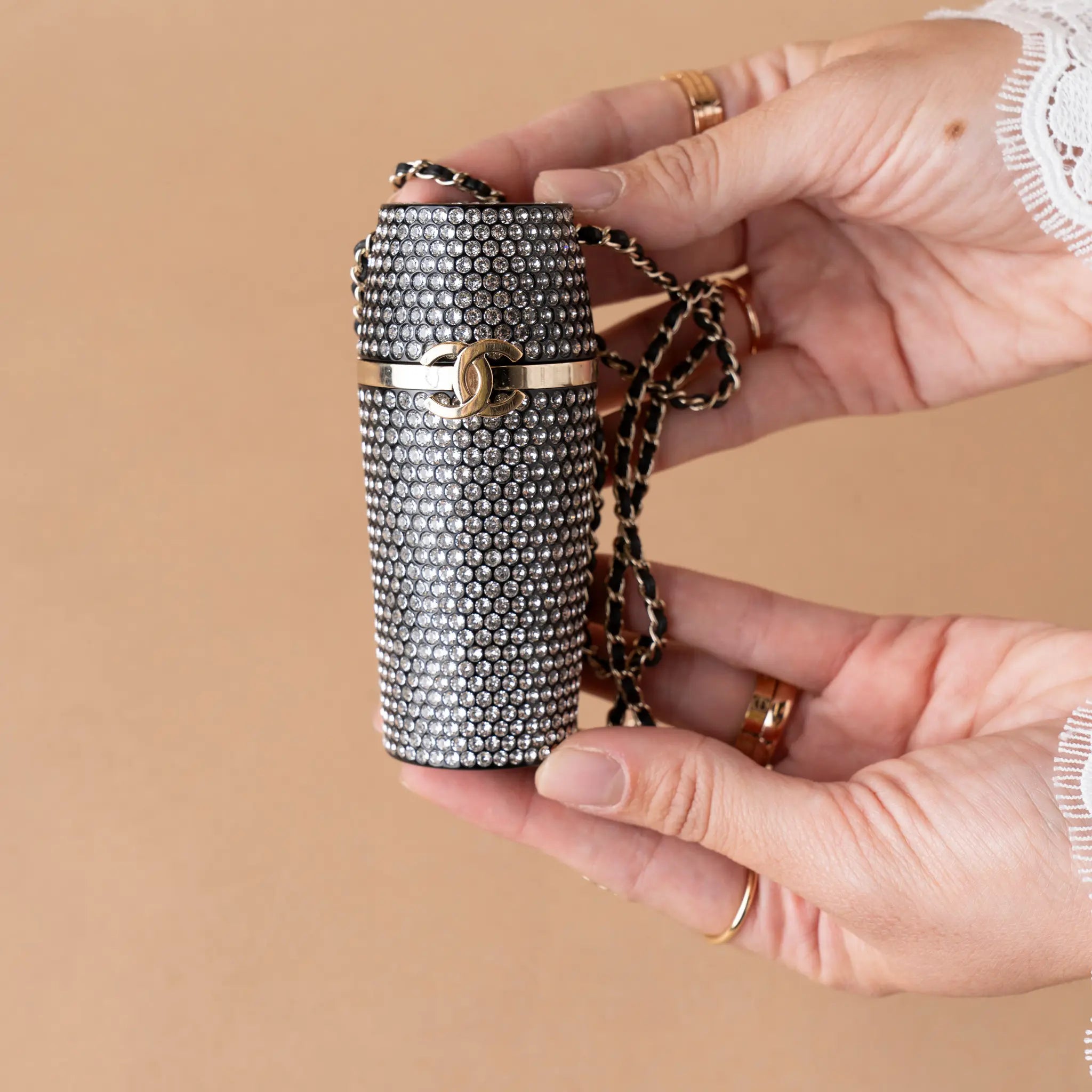 Chanel Crystal Lipstick Case on Chain — Side Profile