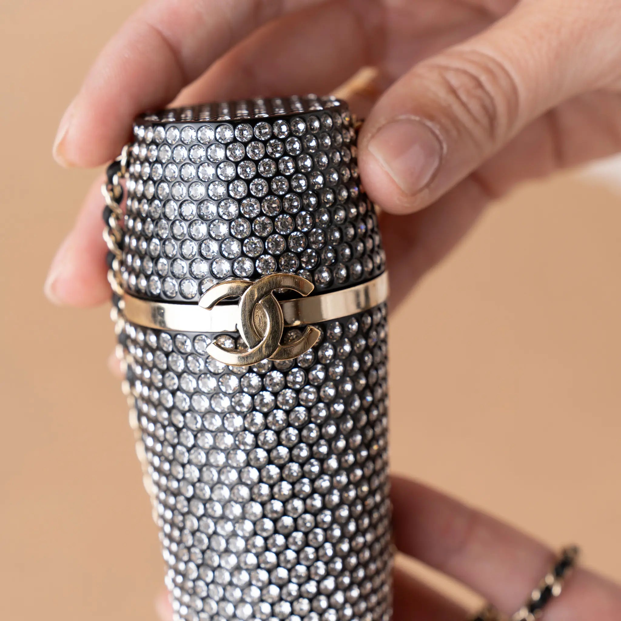 Chanel Crystal Lipstick Case on Chain — Interior Detail