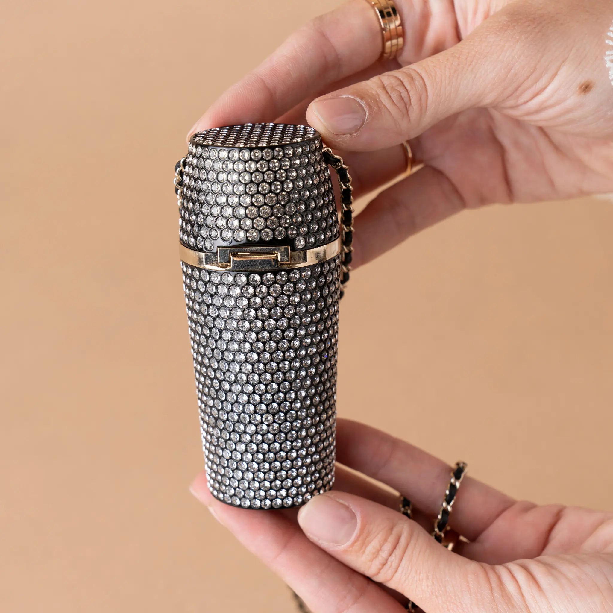 Chanel Crystal Lipstick Case on Chain — Close-up Detail