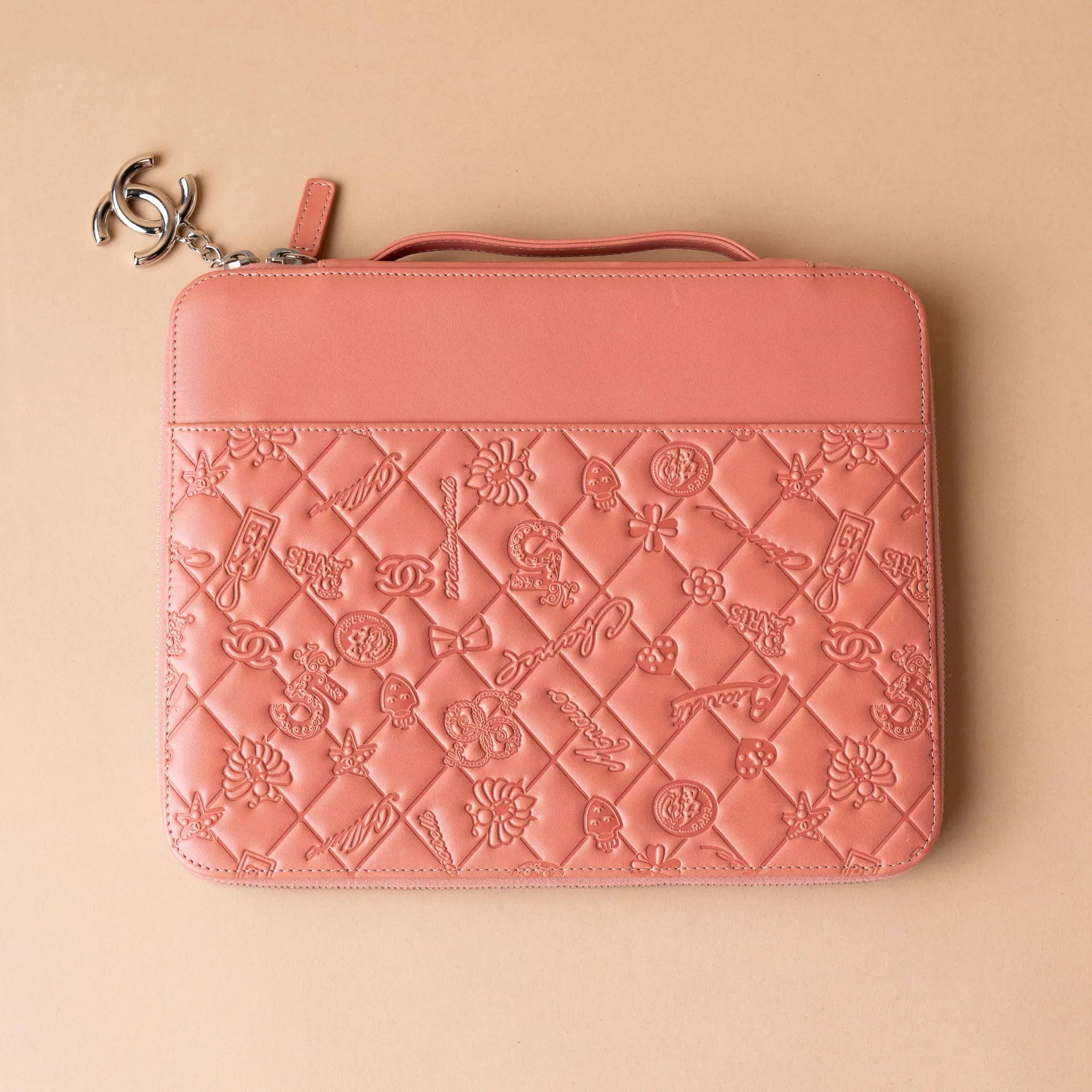 Chanel Embossed Lambskin Lucky Symbols iPad Case — Interior Detail
