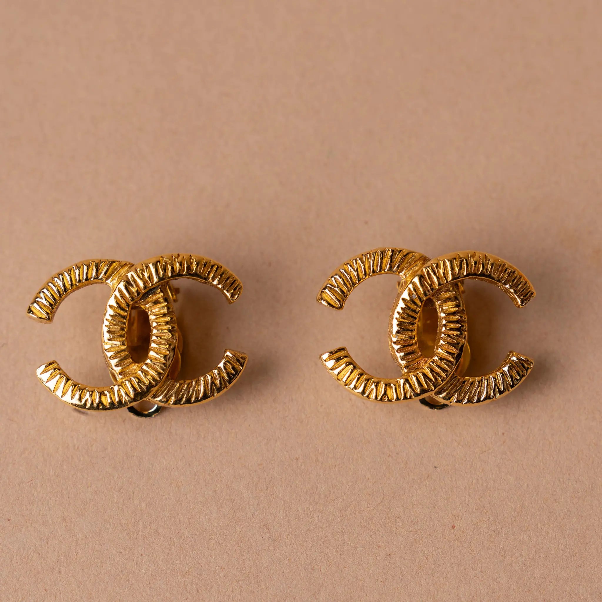 Chanel Gold Plated CC Clip On Earrings — Back View