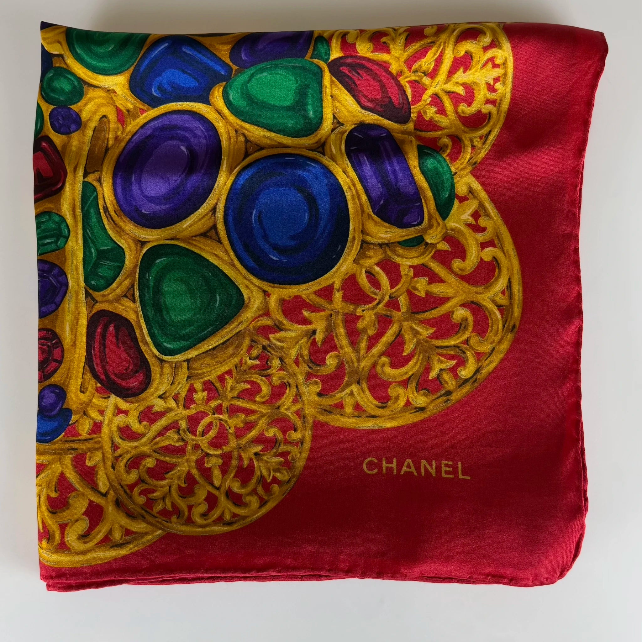 Chanel Gripoix Jewels Print Silk Scarf