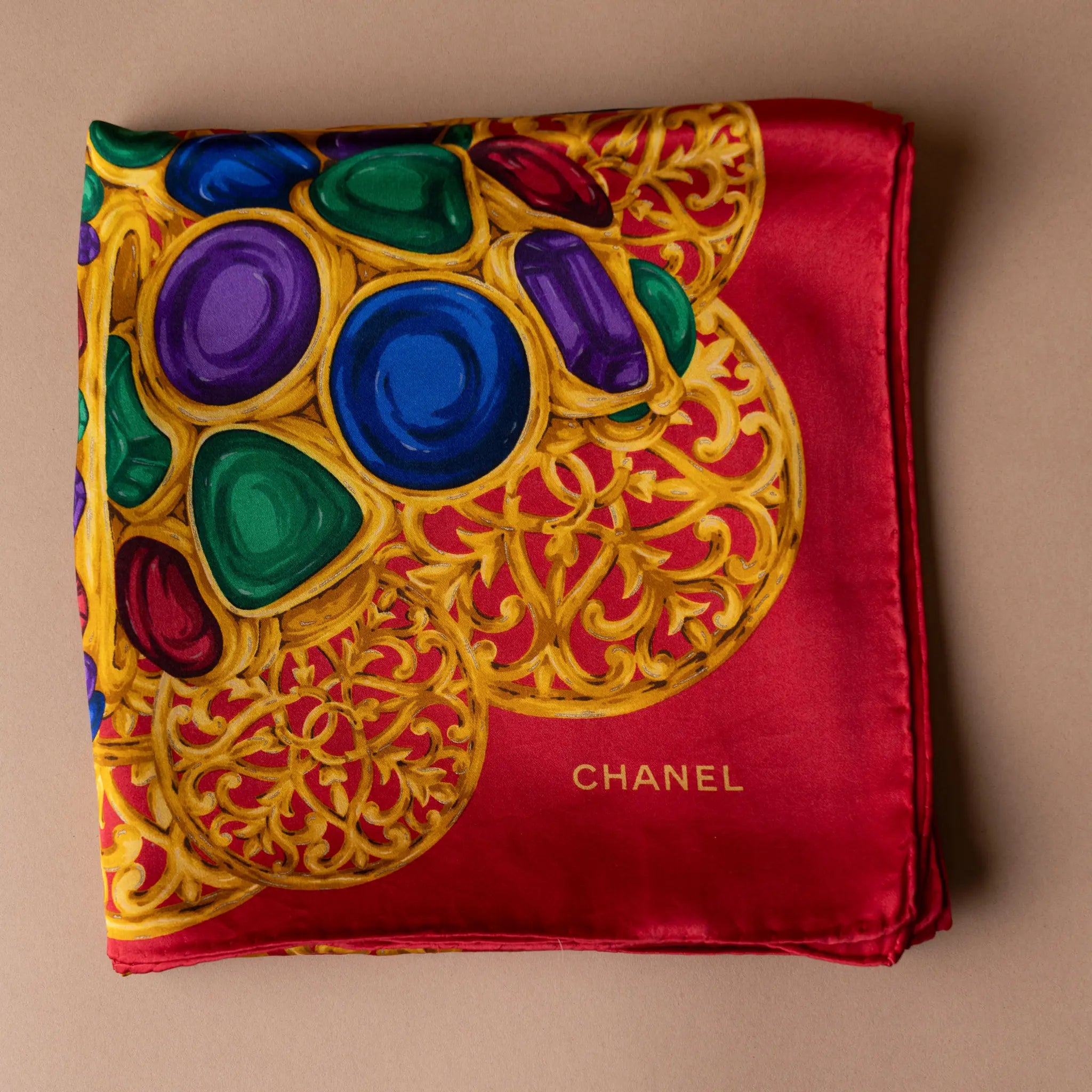 Chanel Gripoix Jewels Print Silk Scarf