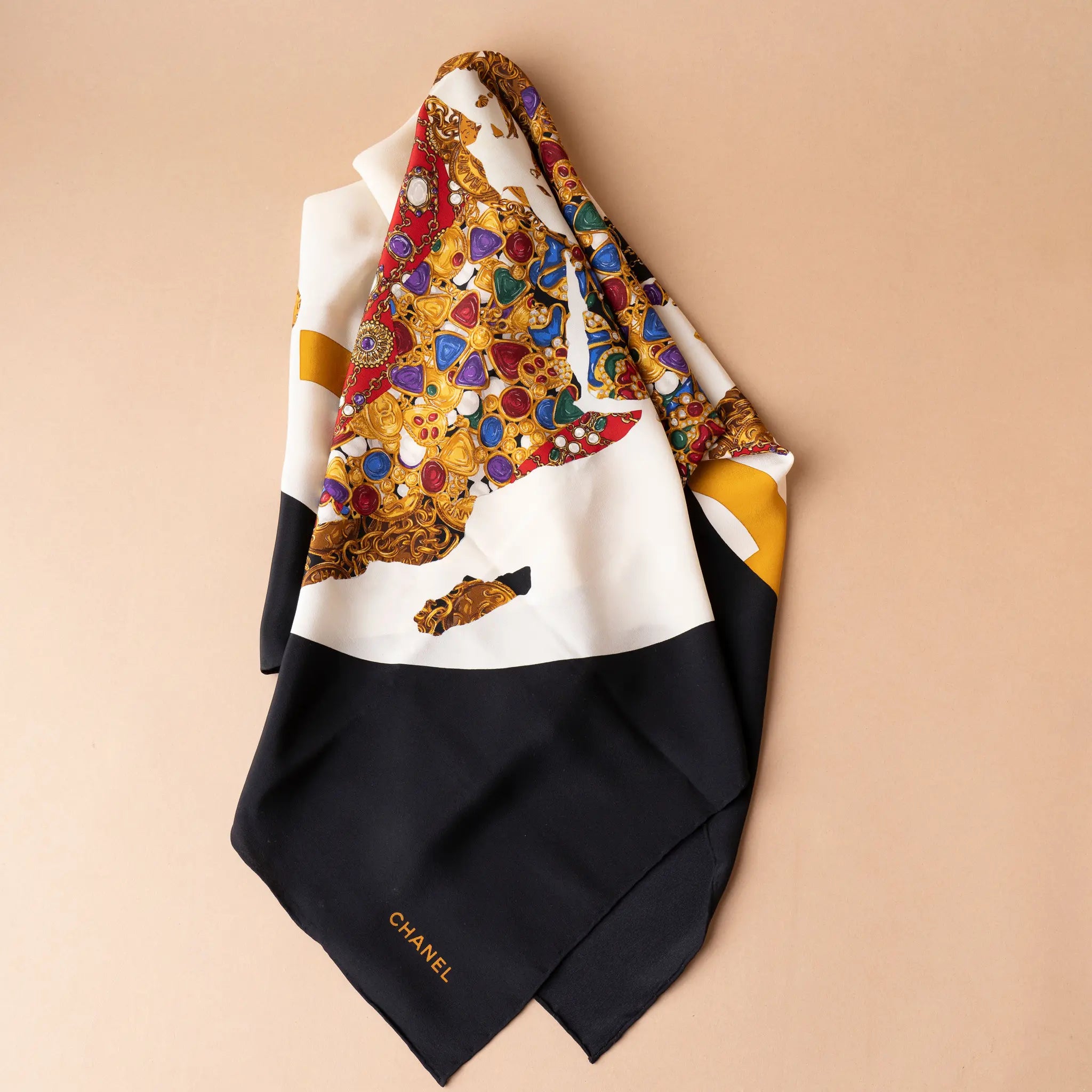 Chanel Gripoix Silk Scarf — Front View