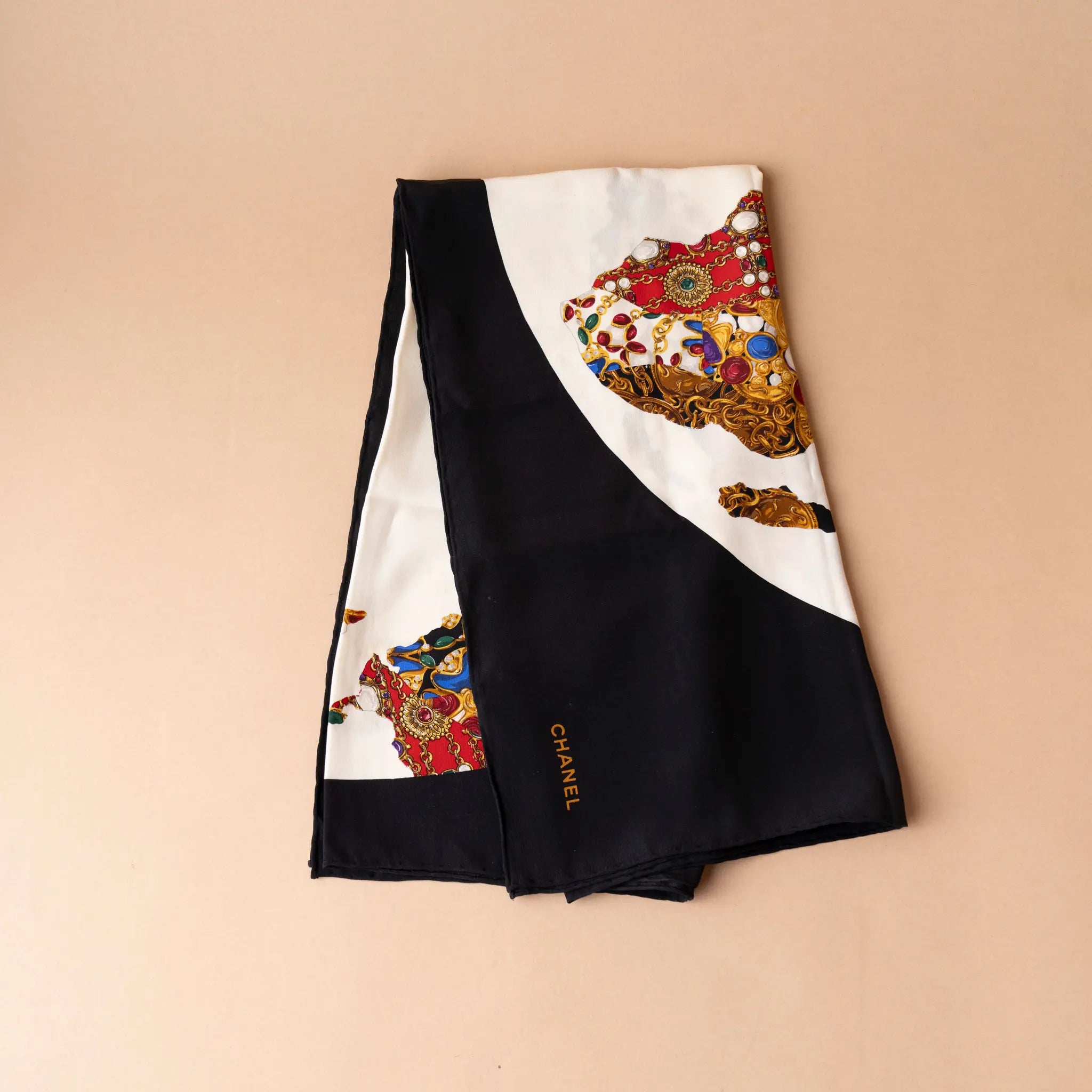 Chanel Gripoix Silk Scarf — Back View