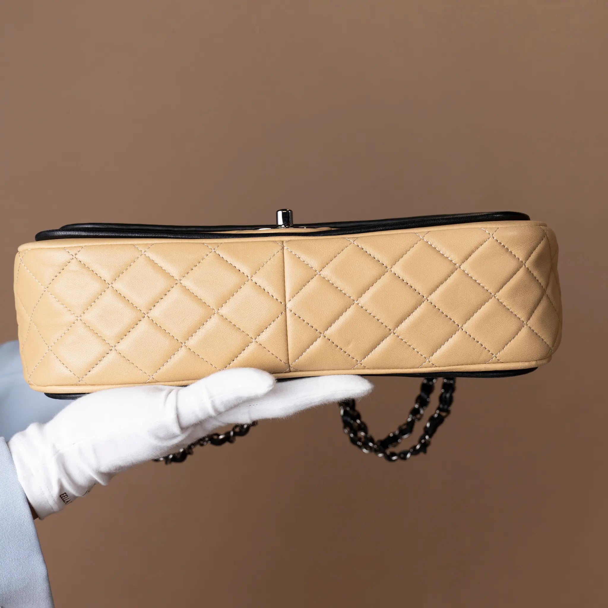 Chanel Jumbo Classic Bicolor Lambskin Twist Flap — Front View