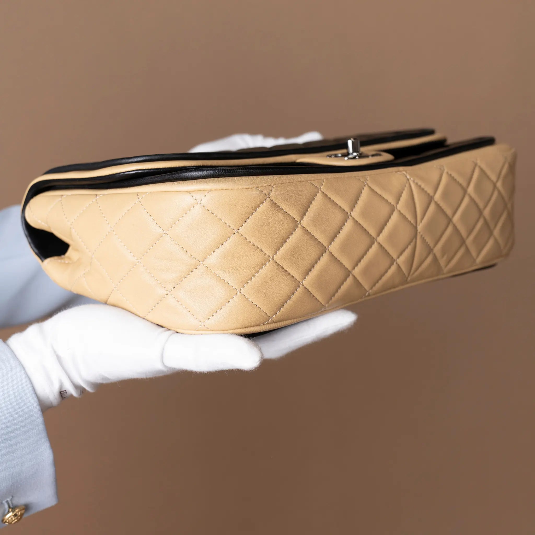 Chanel Jumbo Classic Bicolor Lambskin Twist Flap — Interior Detail