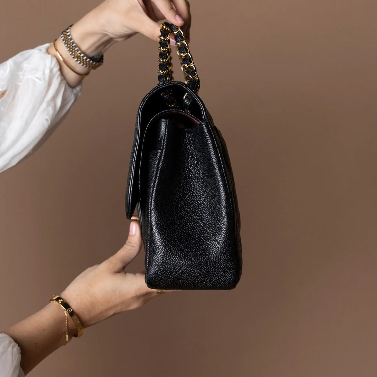 Chanel Jumbo Classic Caviar Double Flap — Back View