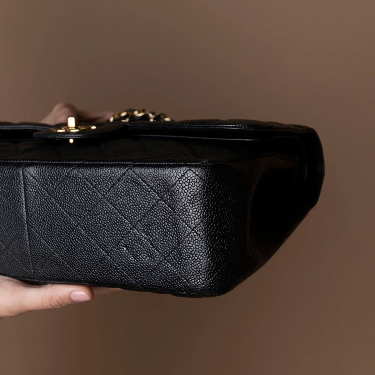 Chanel Jumbo Classic Caviar Double Flap — Side Profile