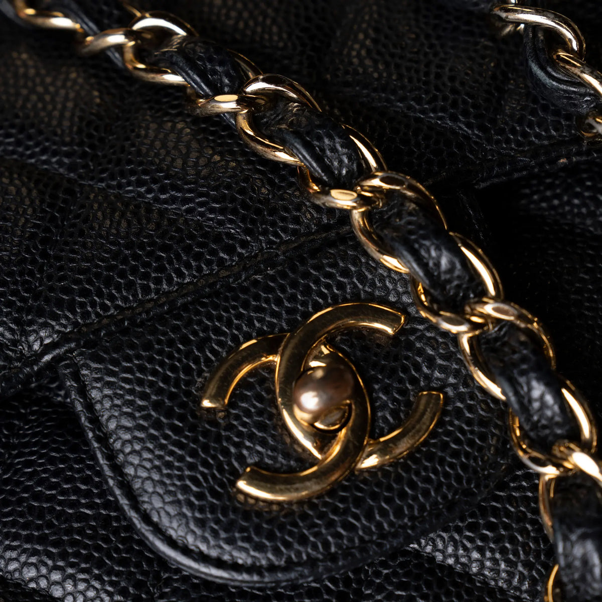 Chanel Jumbo Classic Caviar Double Flap — Detail View