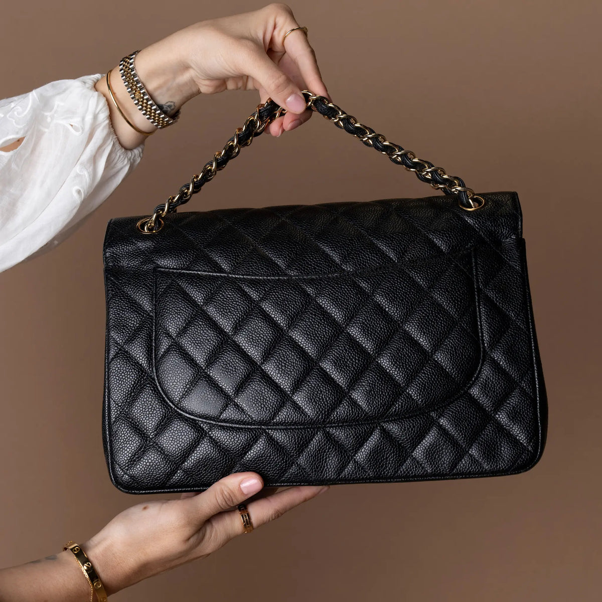 Chanel Jumbo Classic Caviar Double Flap — Detail View