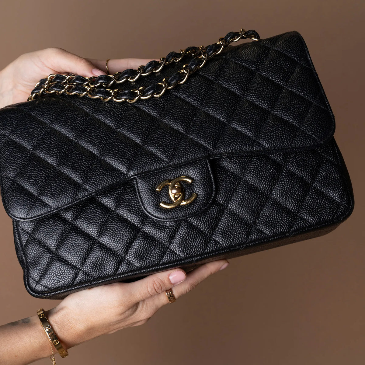 Chanel Jumbo Classic Caviar Double Flap — Detail View