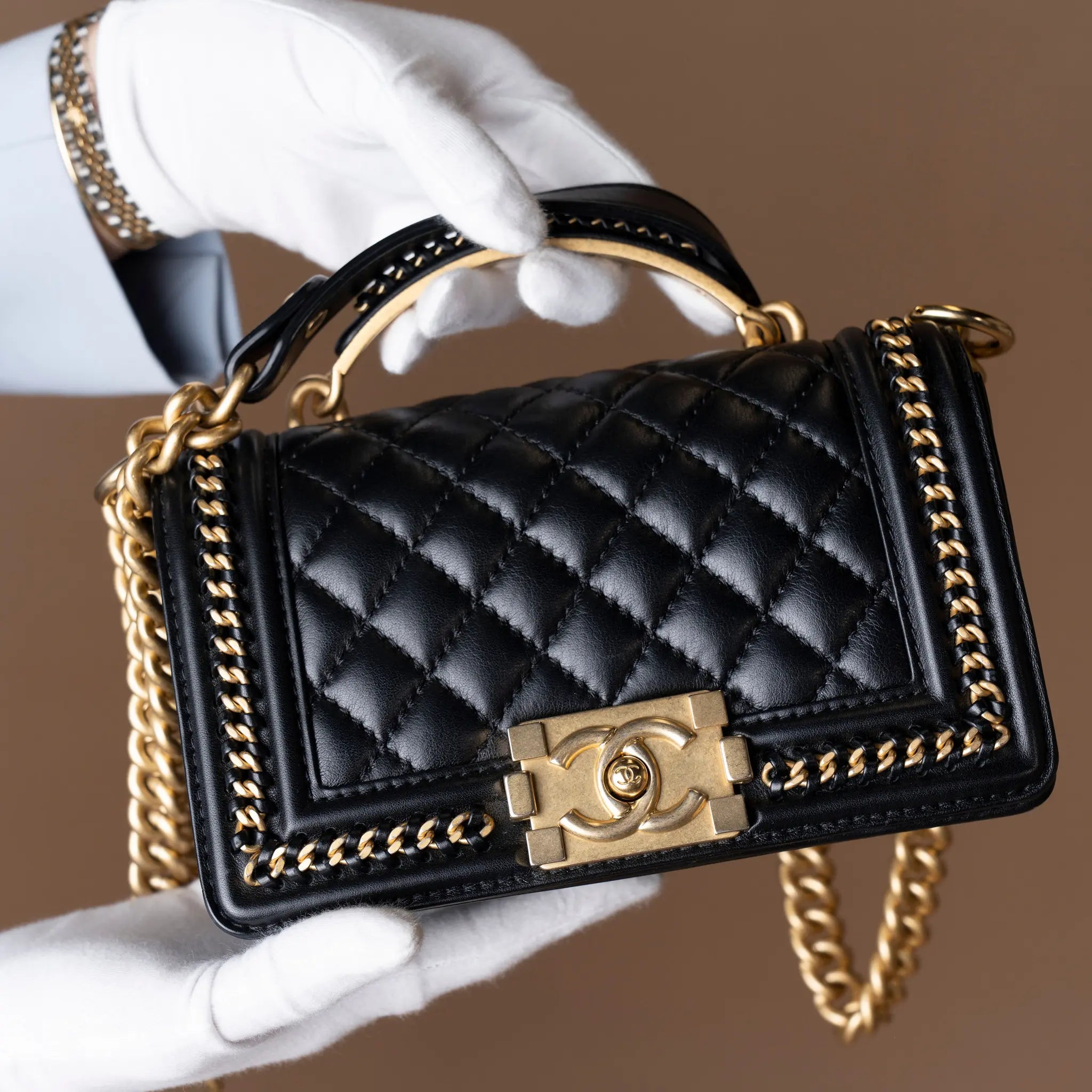Chanel Lambskin Boy Top Handle — Interior Detail