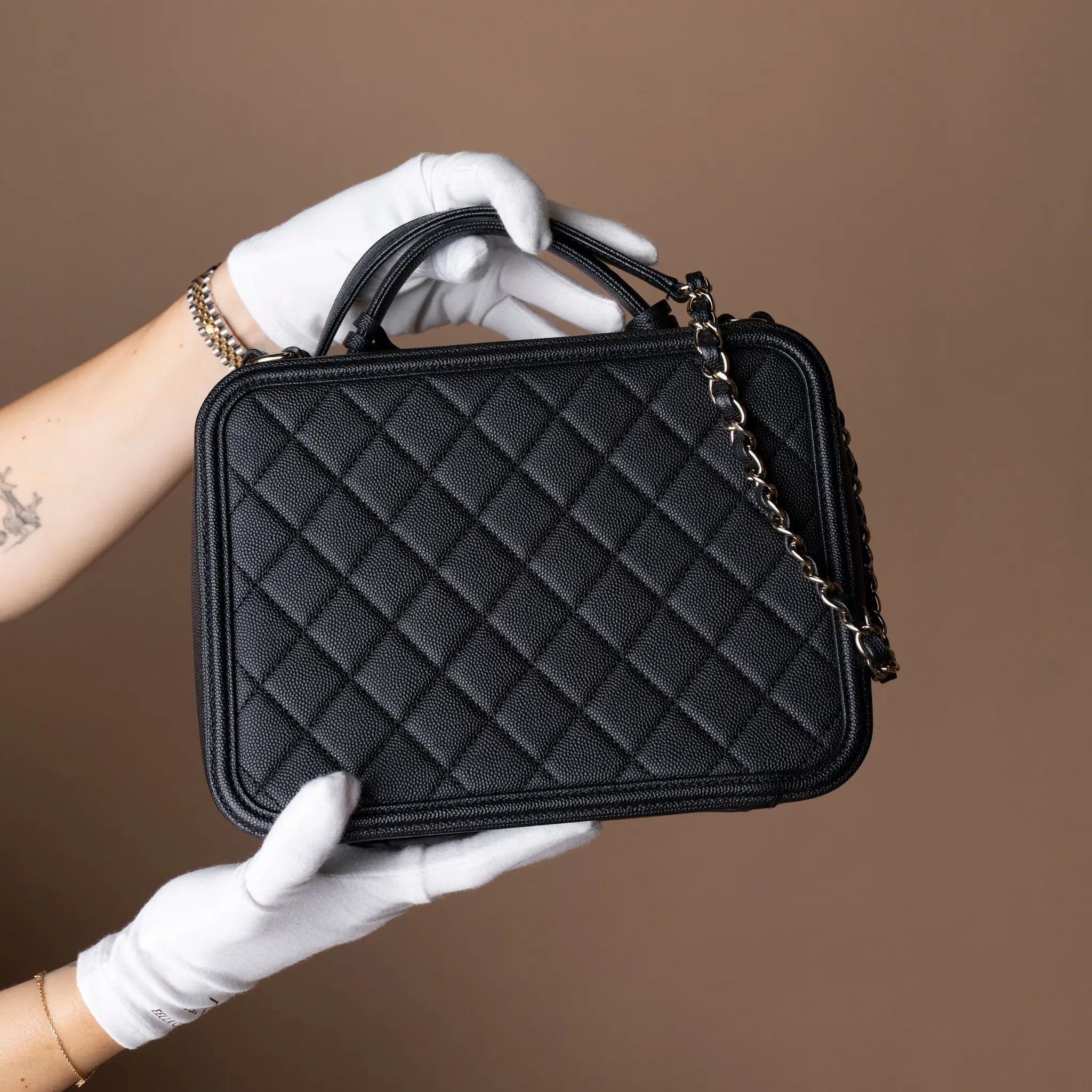 Chanel Large Caviar CC Filigree Vanity Case — Front View