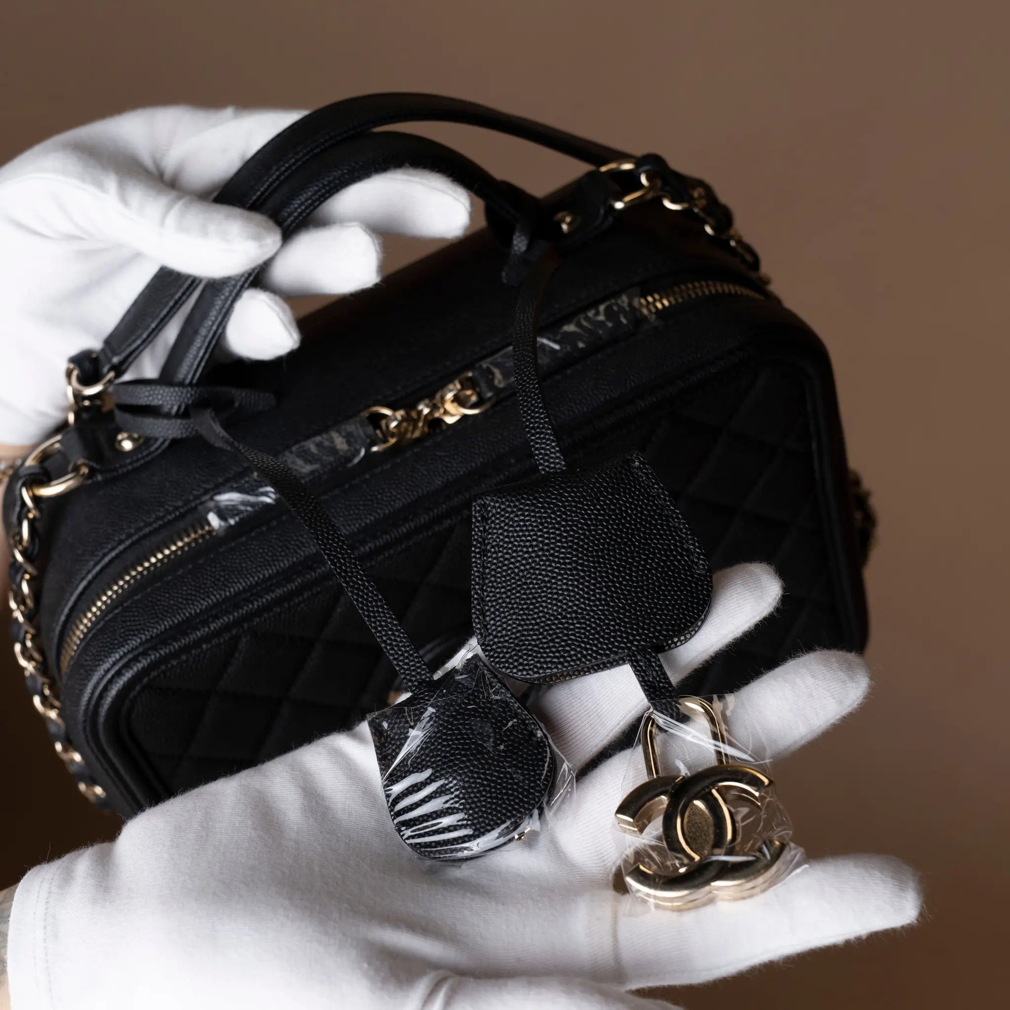 Chanel Large Caviar CC Filigree Vanity Case — Back View