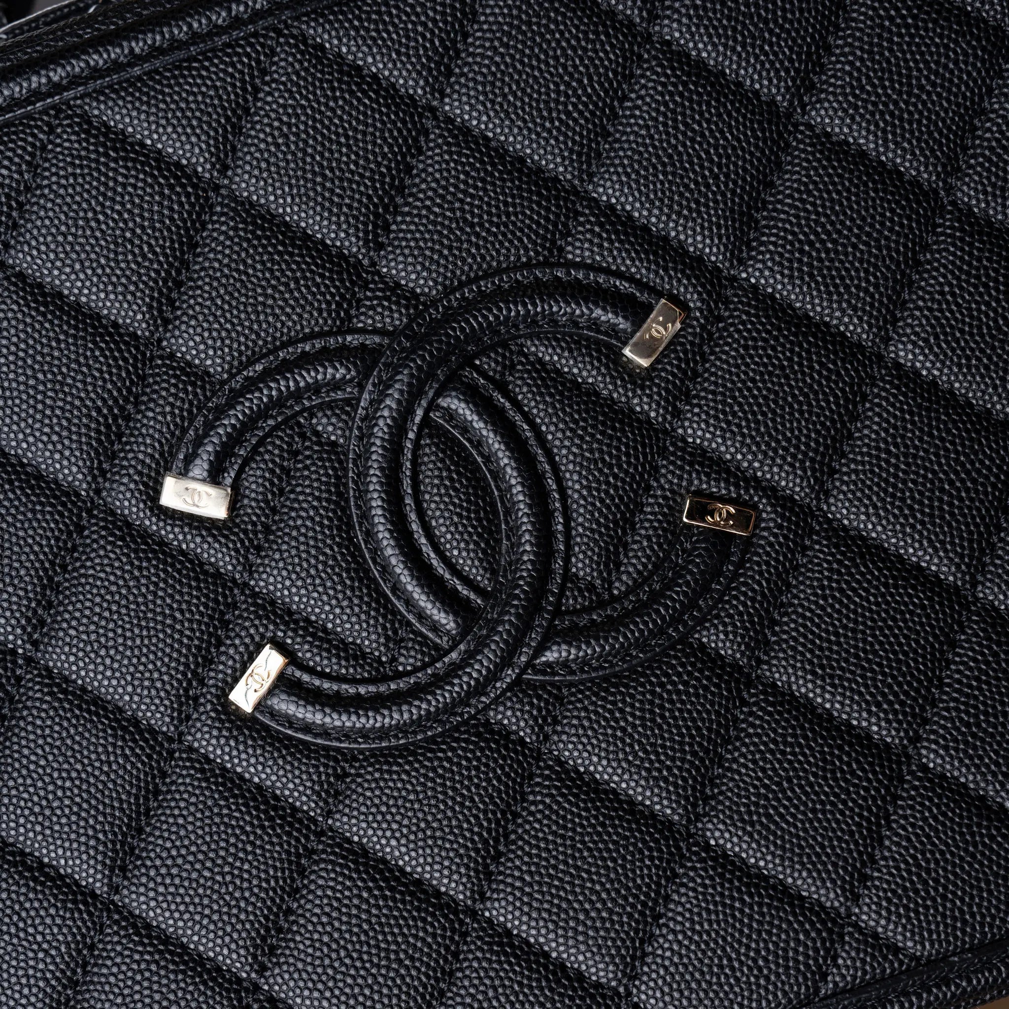 Chanel Large Caviar CC Filigree Vanity Case — Side Profile
