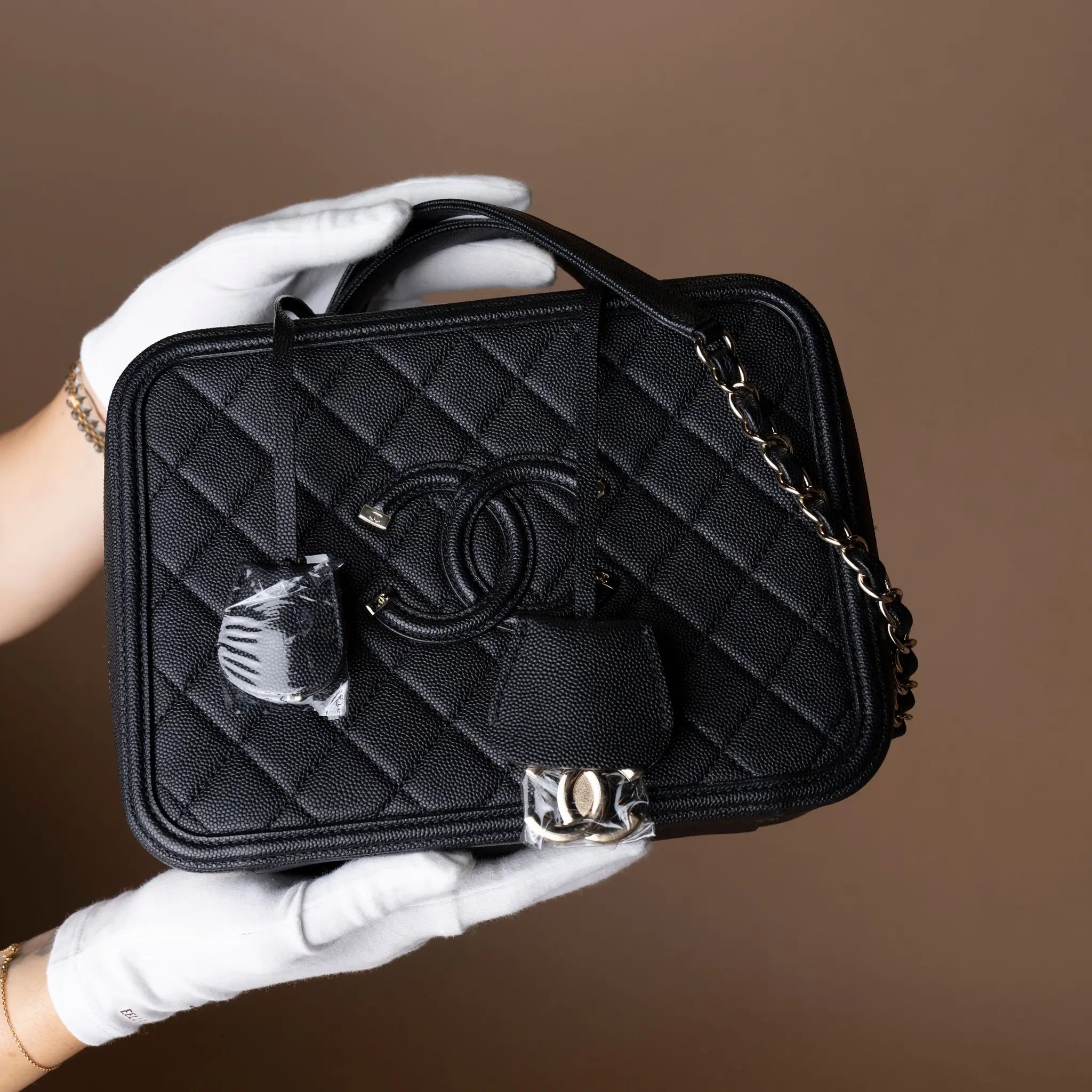 Chanel Large Caviar CC Filigree Vanity Case — Detail View