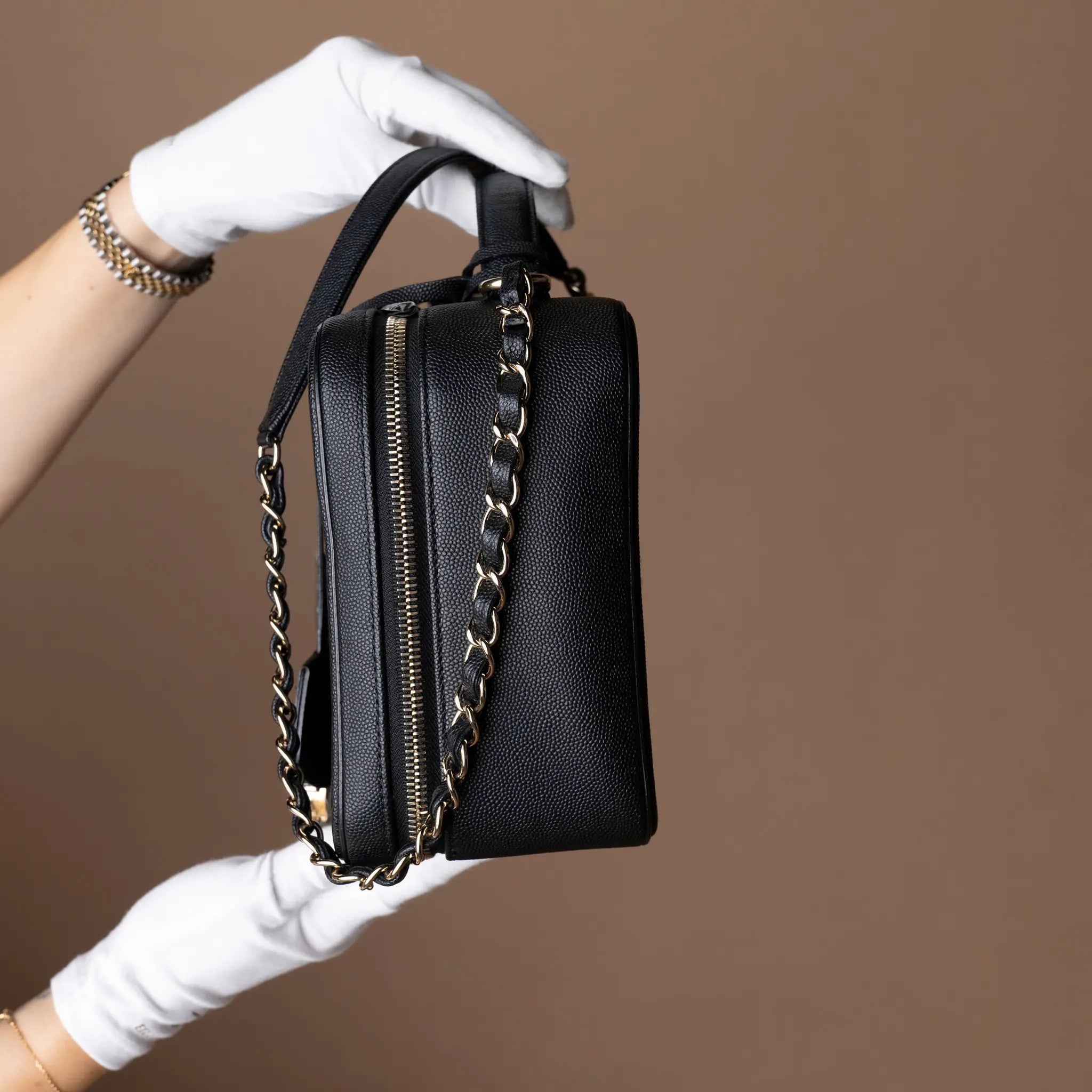 Chanel Large Caviar CC Filigree Vanity Case — Detail View
