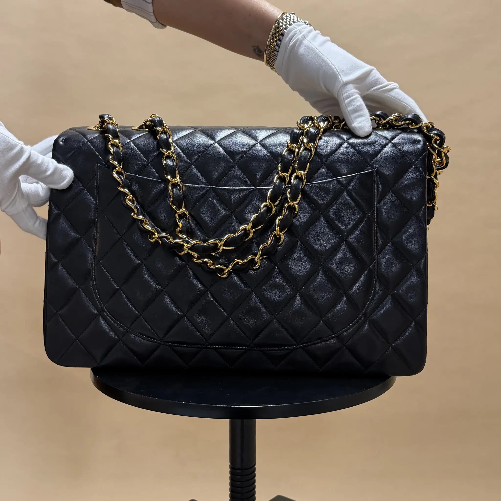 Chanel Maxi Quilted Lambskin Single Flap — Back View